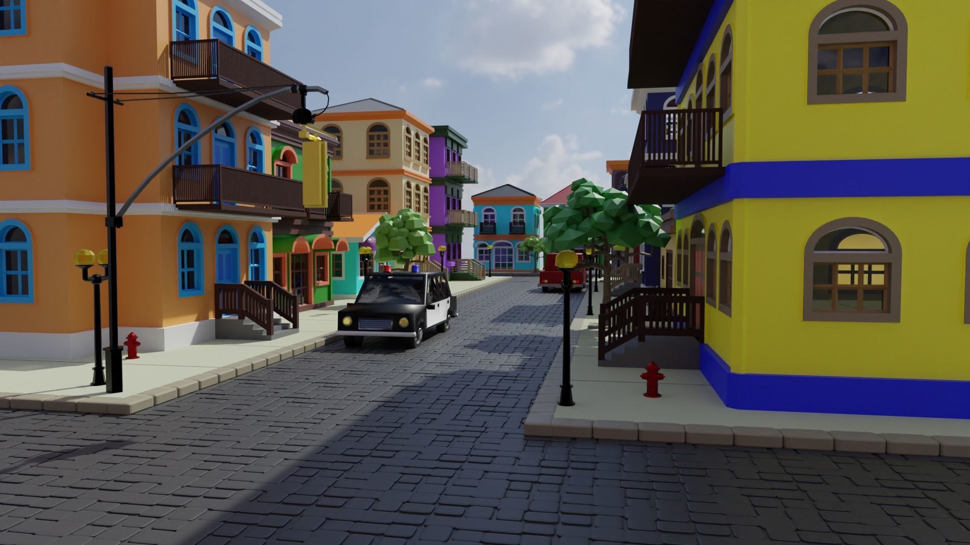 Old Street Low Poly Low-poly 3D model_1