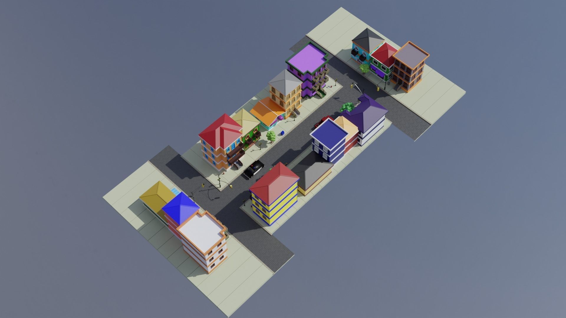 Old Street Low Poly Low-poly 3D model_8