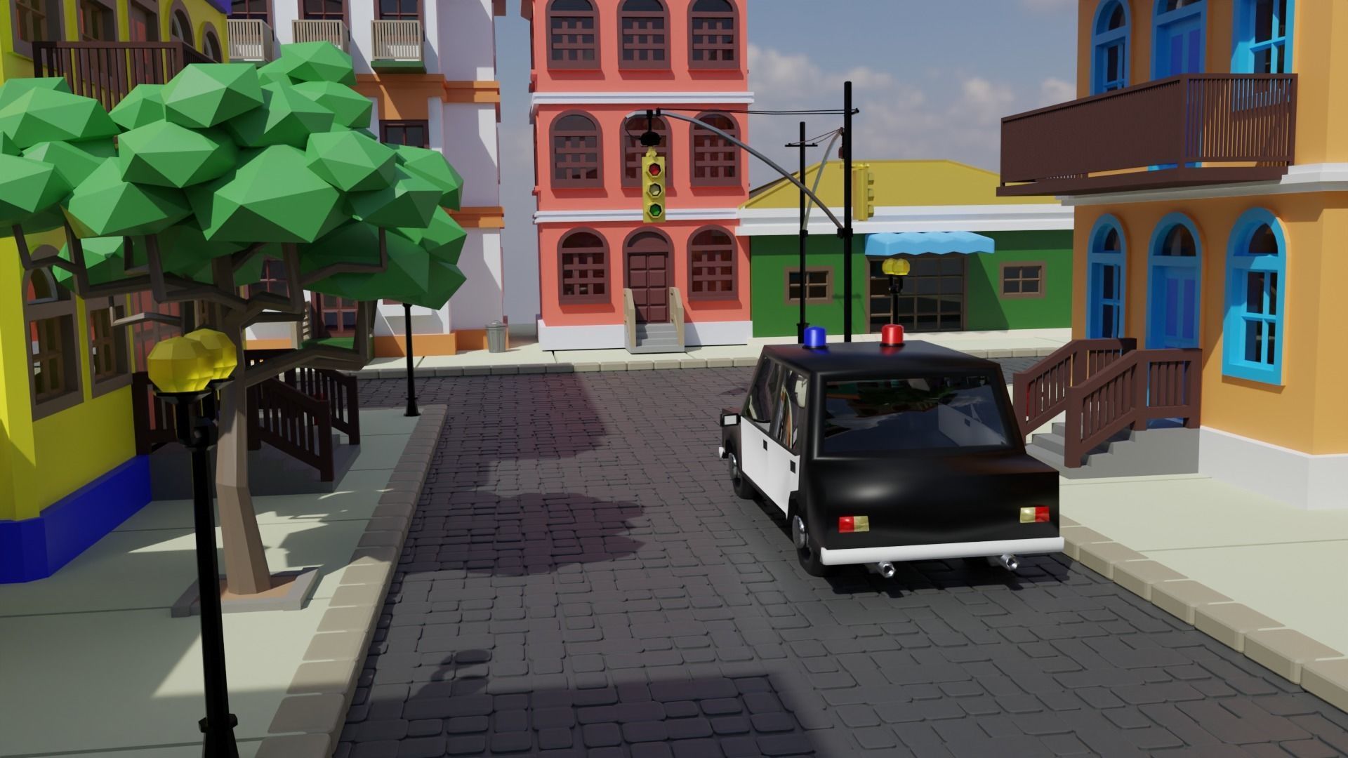 Old Street Low Poly Low-poly 3D model_4