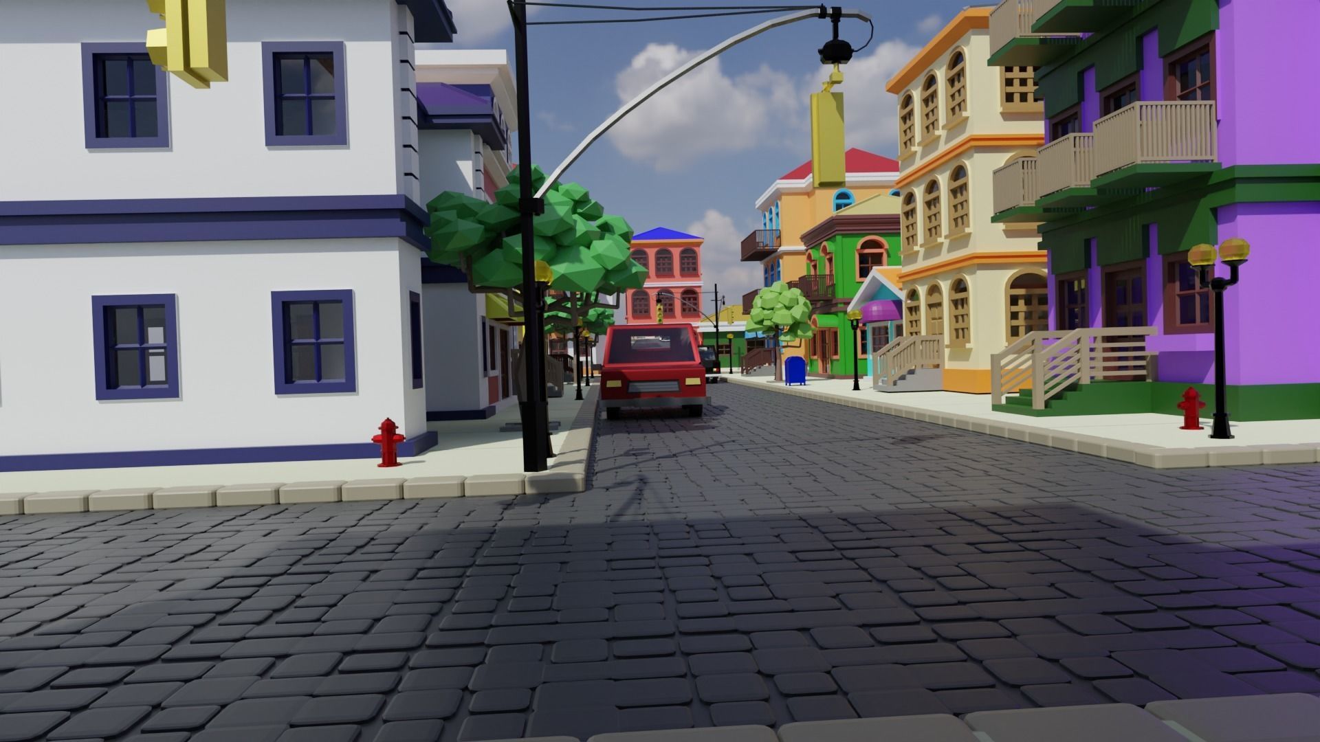 Old Street Low Poly Low-poly 3D model_2