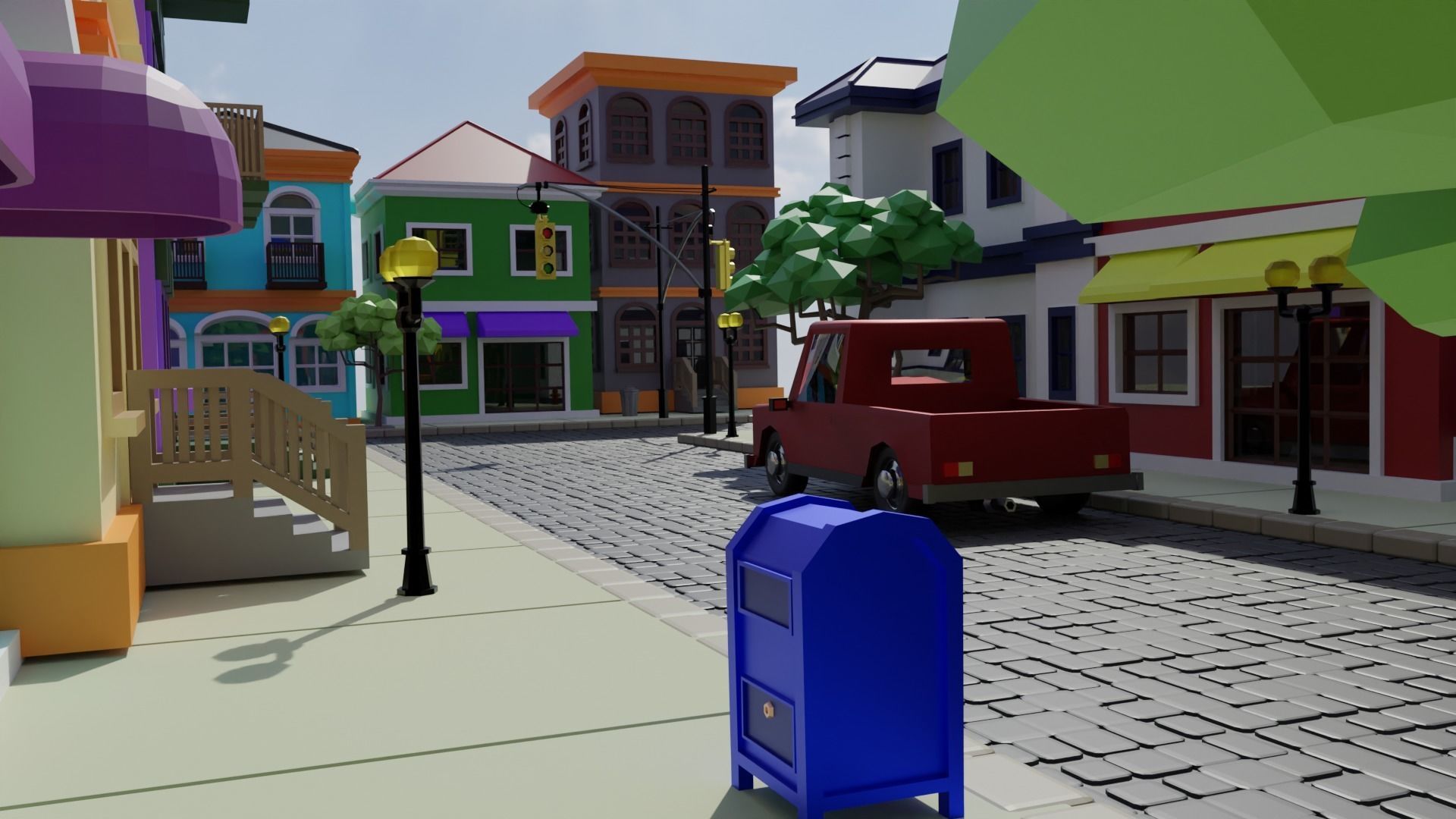 Old Street Low Poly Low-poly 3D model_5