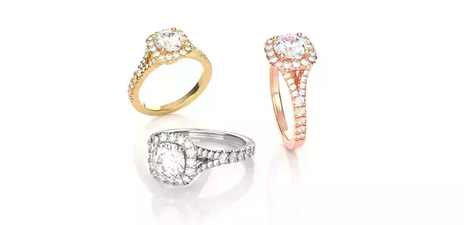 Cushion Halo V Shank Engagement Ring