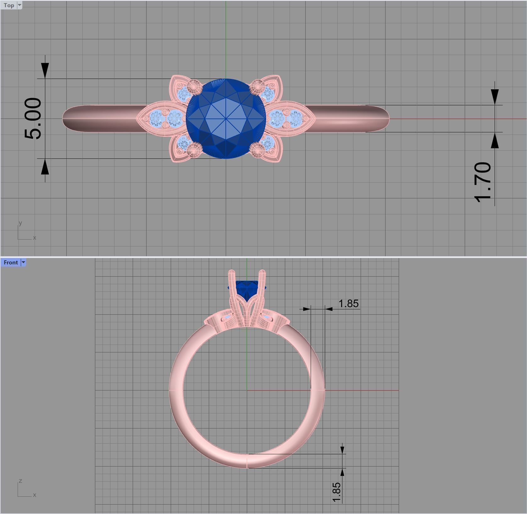 Leaf Design Solitaire Ring 3D print model_5