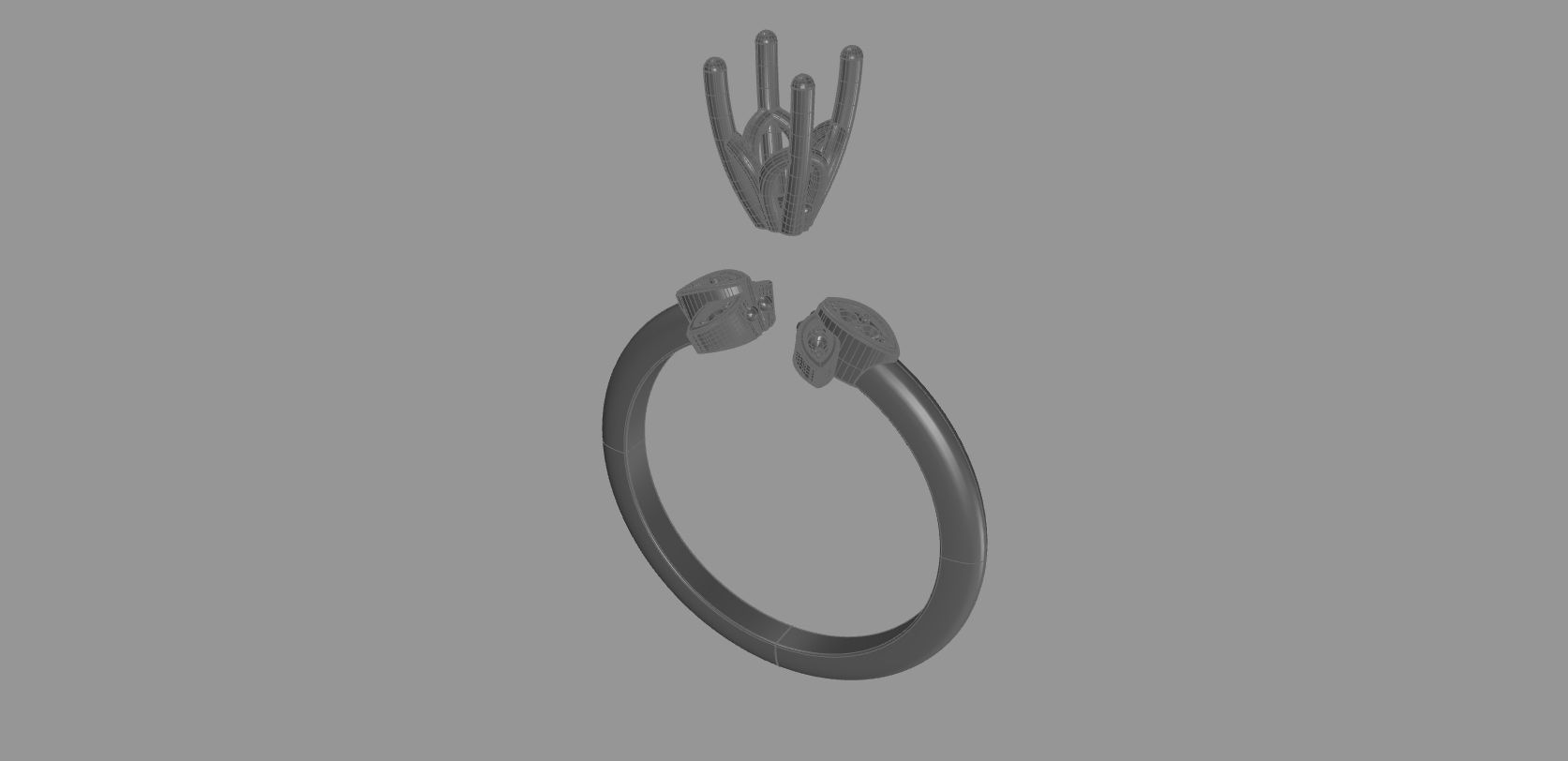 Leaf Design Solitaire Ring 3D print model_6
