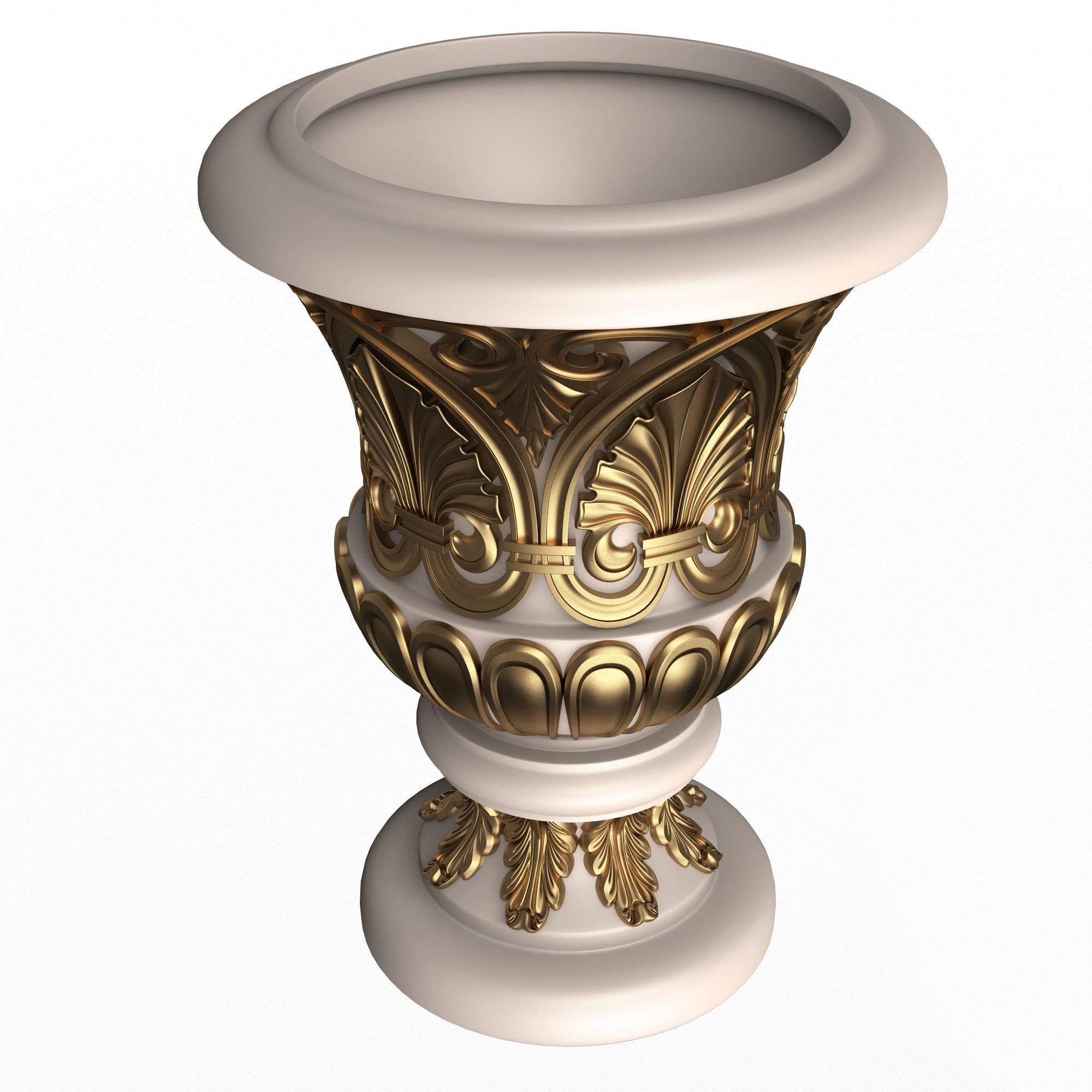 Flower Pots Collection White Low-poly 3D model_2