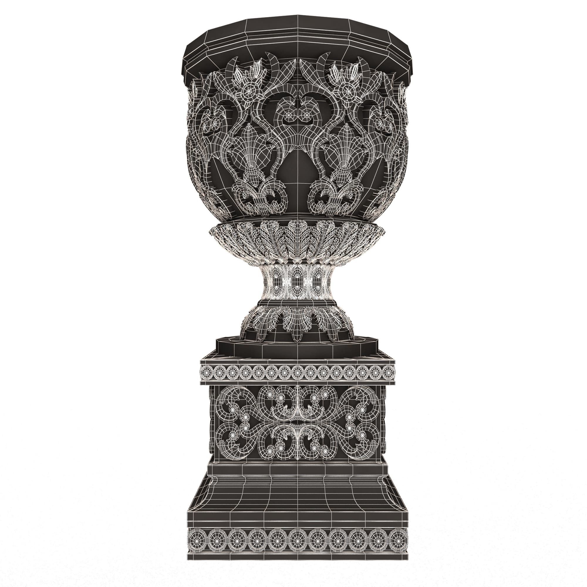 Flower Pots Collection White Low-poly 3D model_53