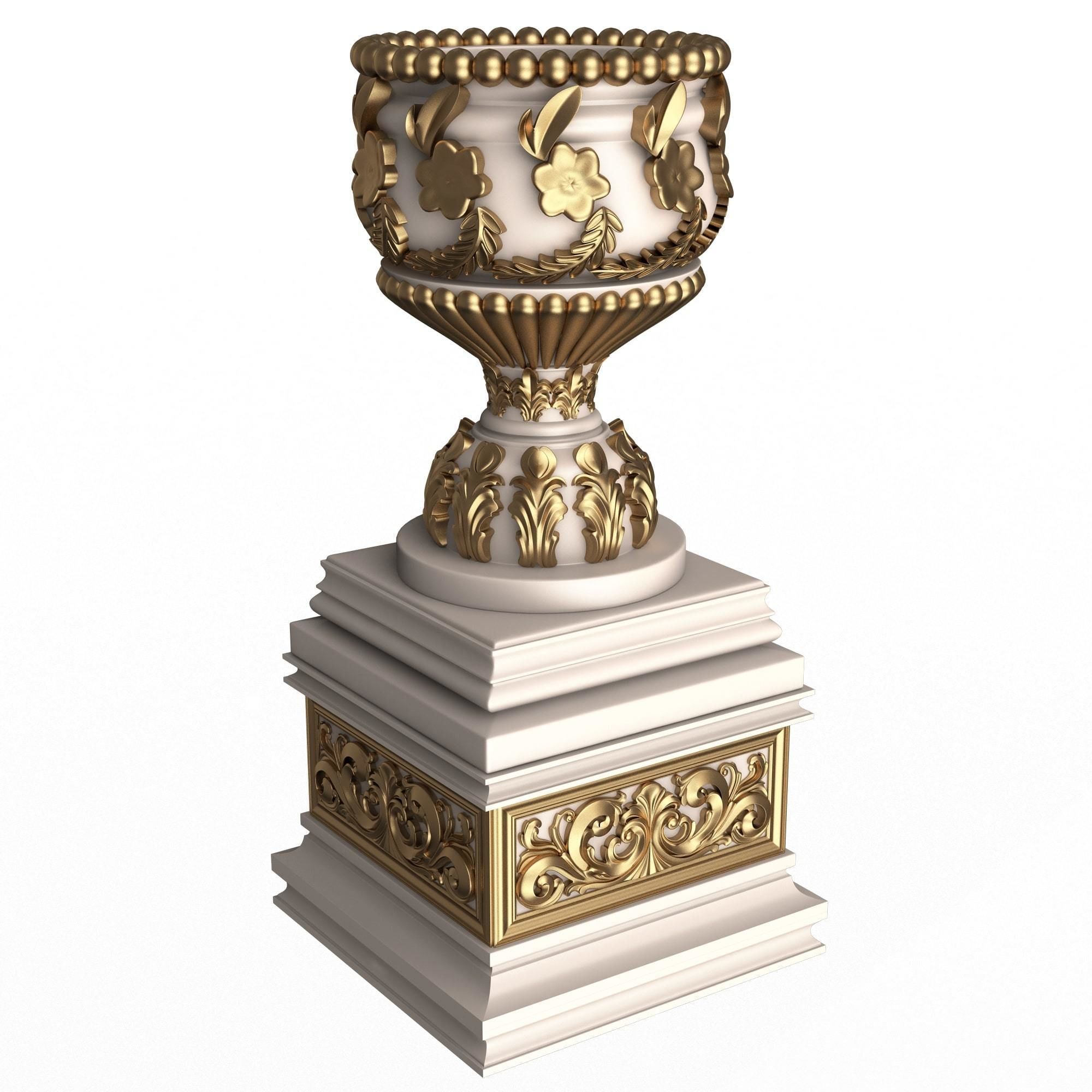 Flower Pots Collection White Low-poly 3D model_10