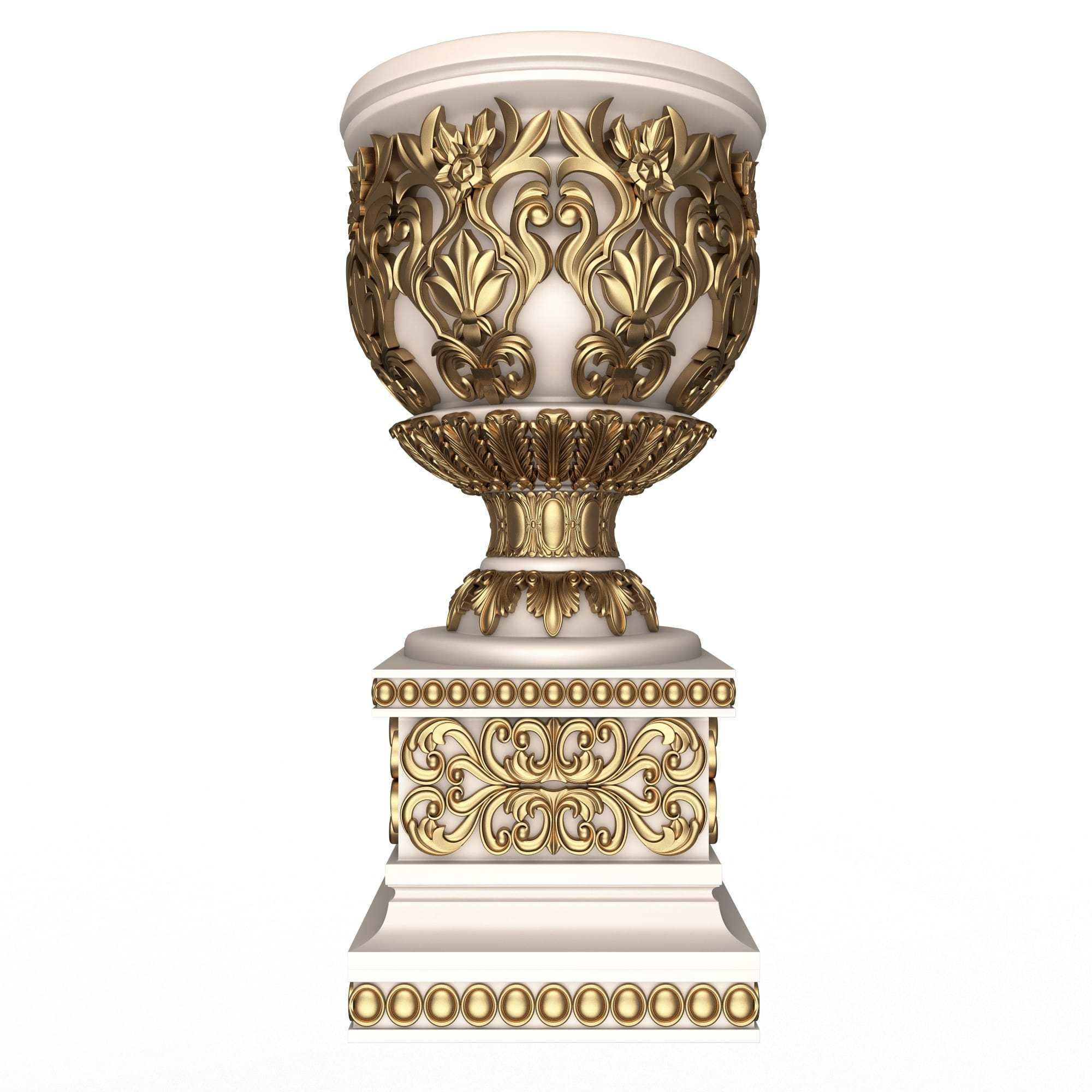 Flower Pots Collection White Low-poly 3D model_15