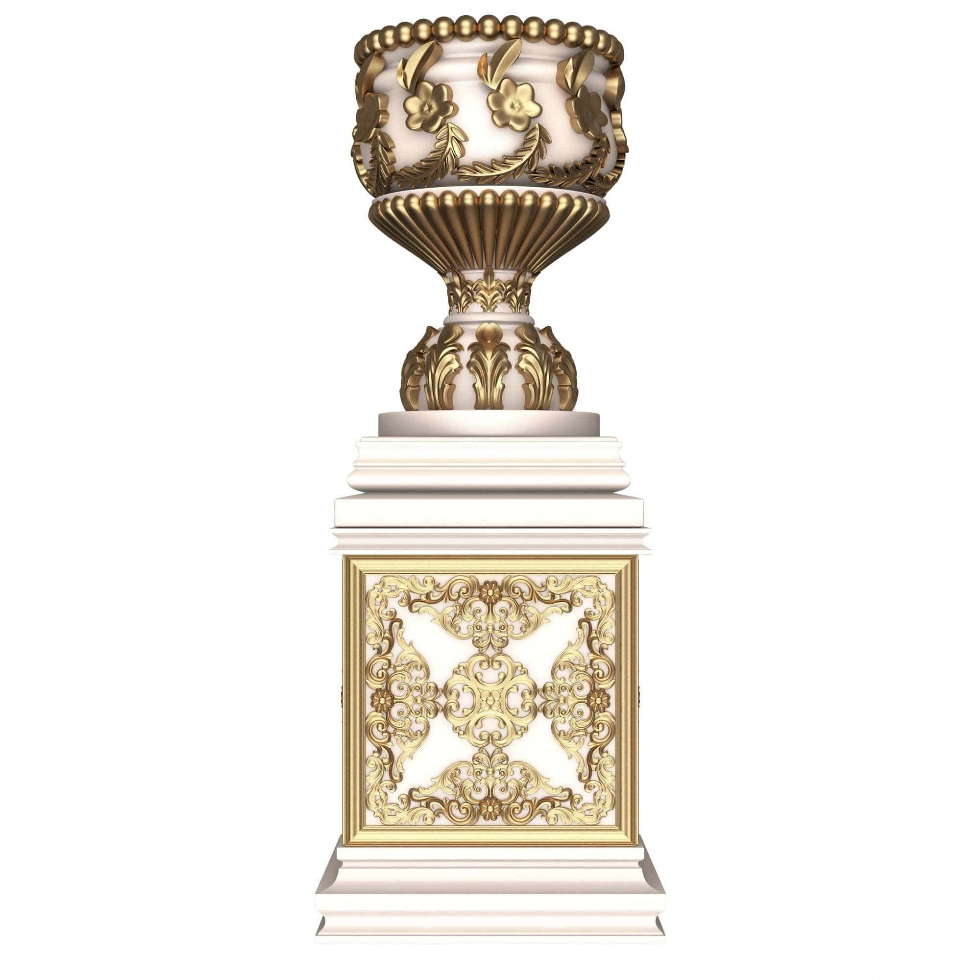 Flower Pots Collection White Low-poly 3D model_11