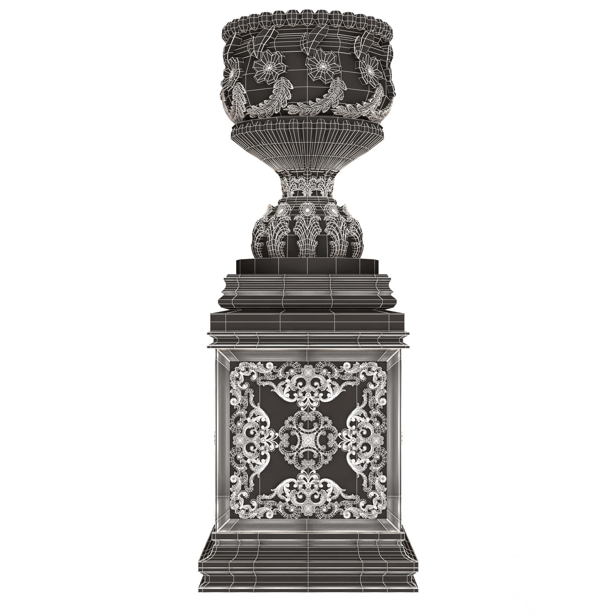 Flower Pots Collection White Low-poly 3D model_51