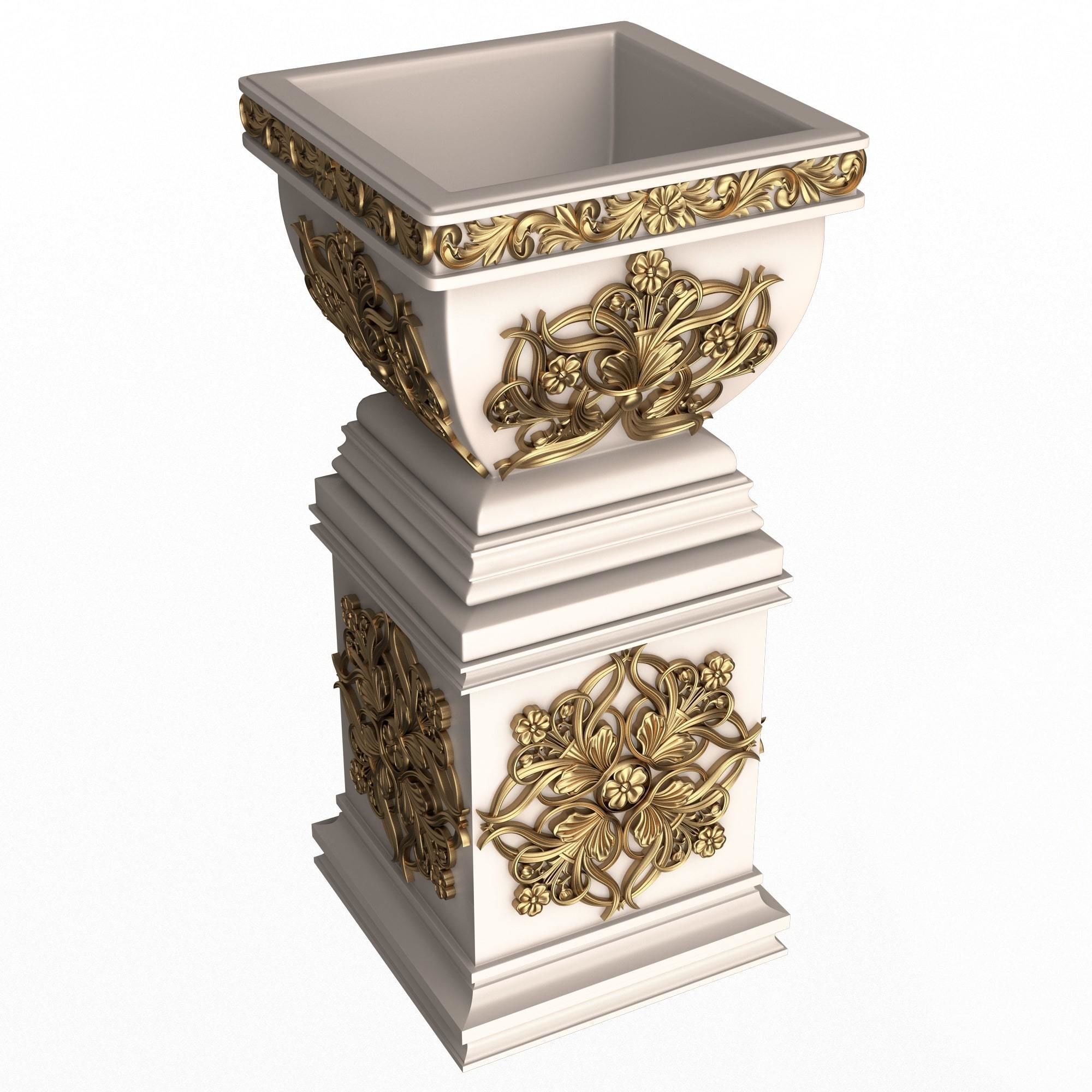 Flower Pots Collection White Low-poly 3D model_25