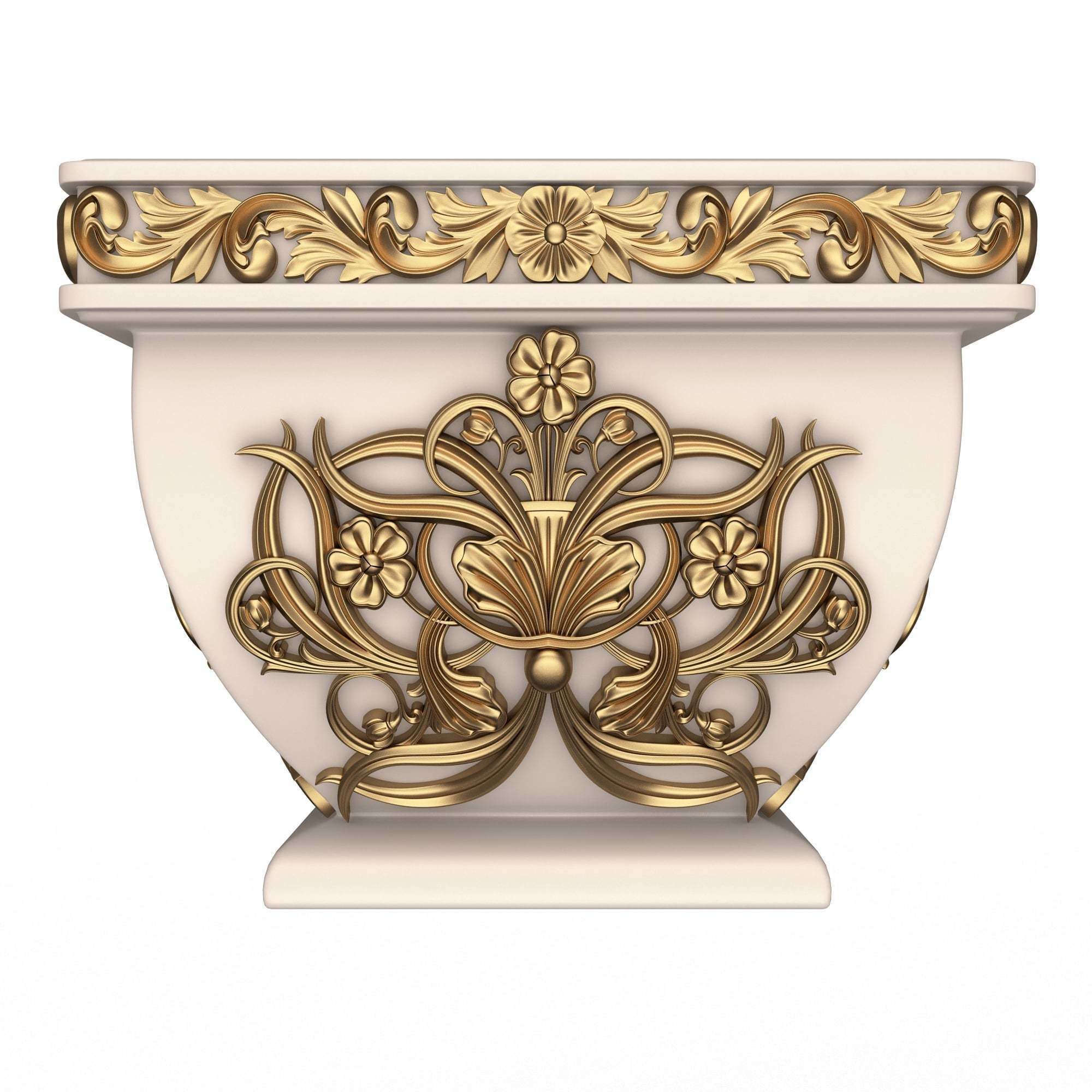 Flower Pots Collection White Low-poly 3D model_21