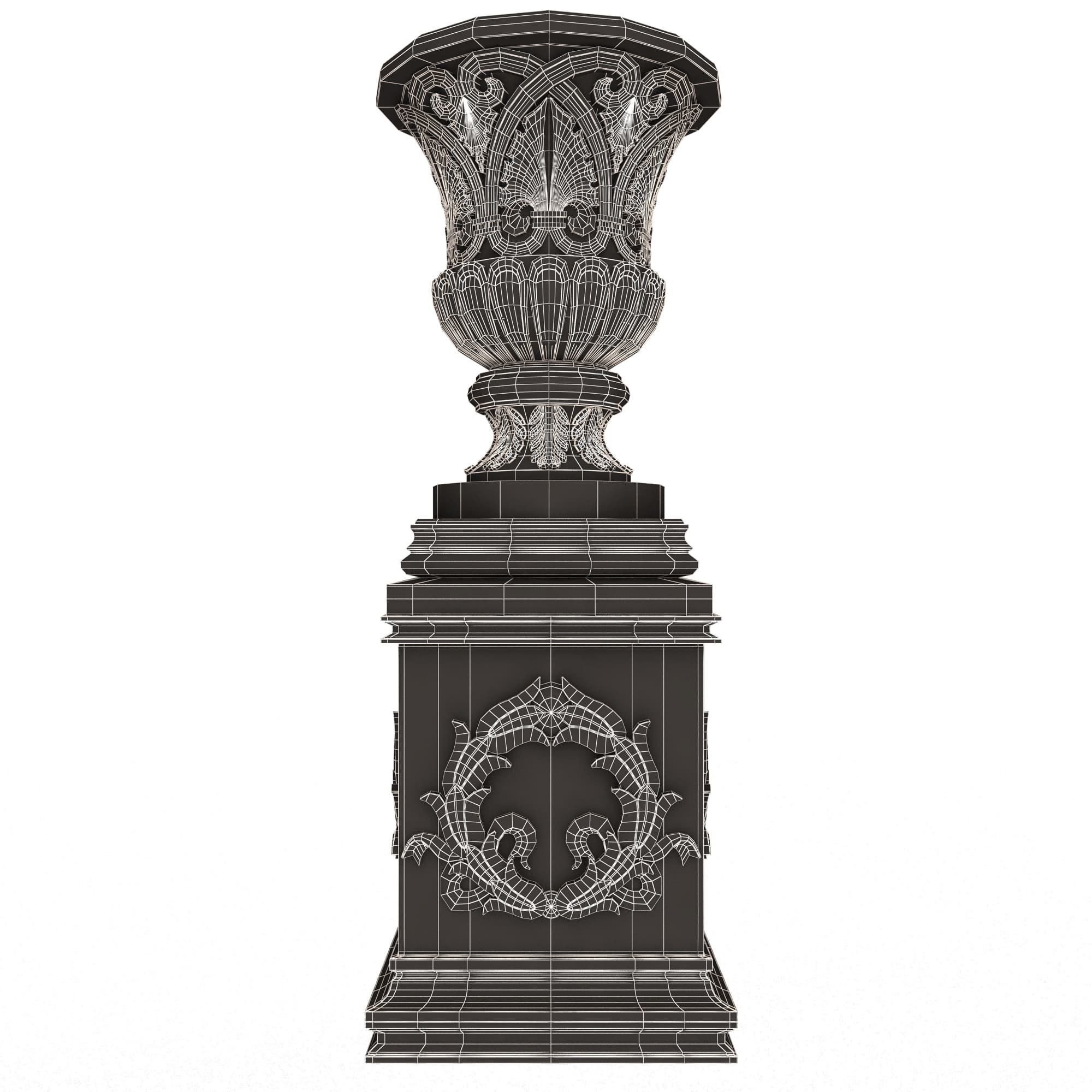 Flower Pots Collection White Low-poly 3D model_48