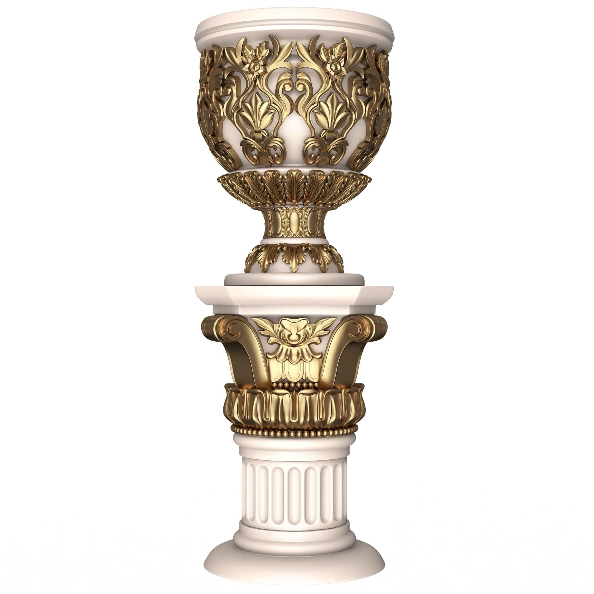 Flower Pots Collection White Low-poly 3D model_17