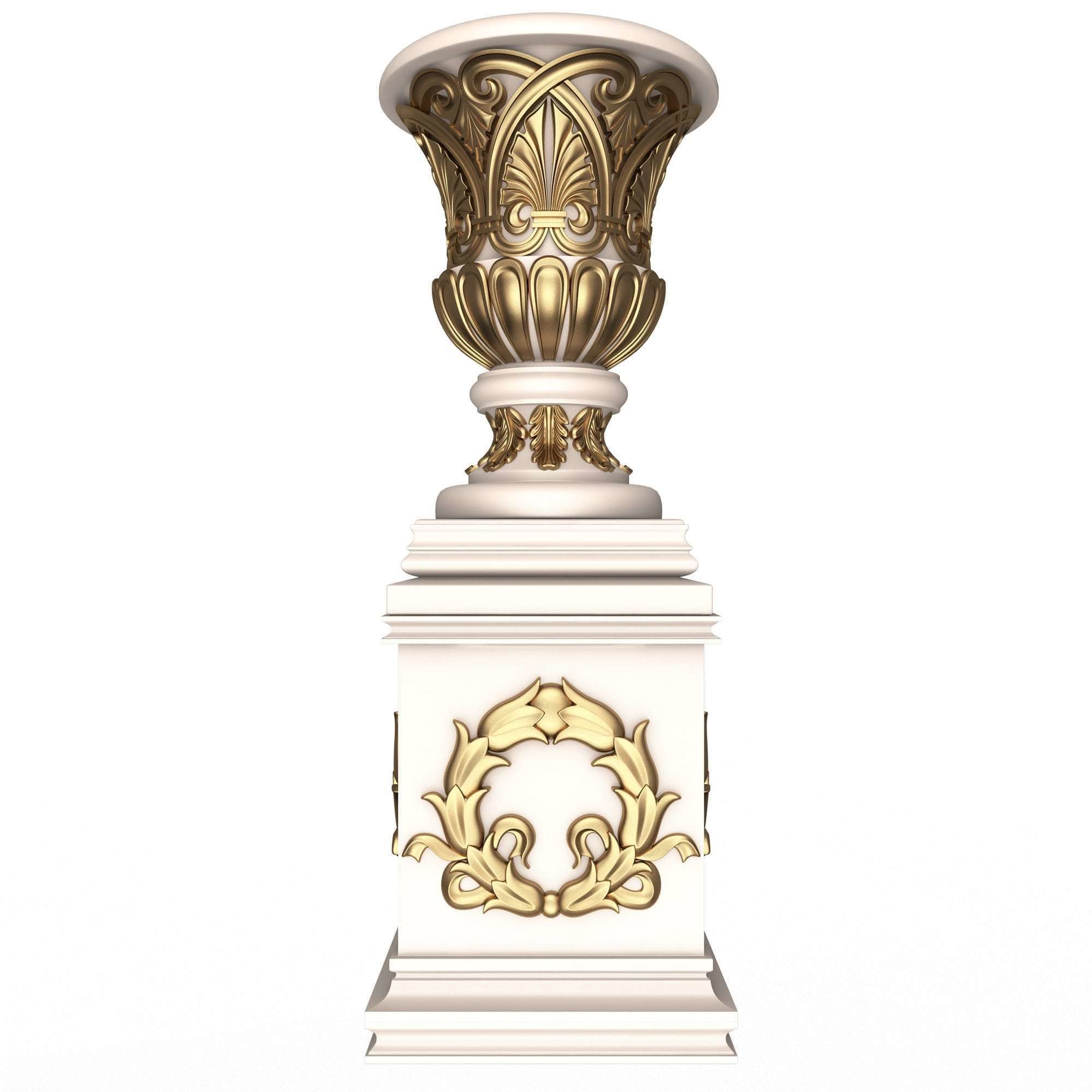 Flower Pots Collection White Low-poly 3D model_3