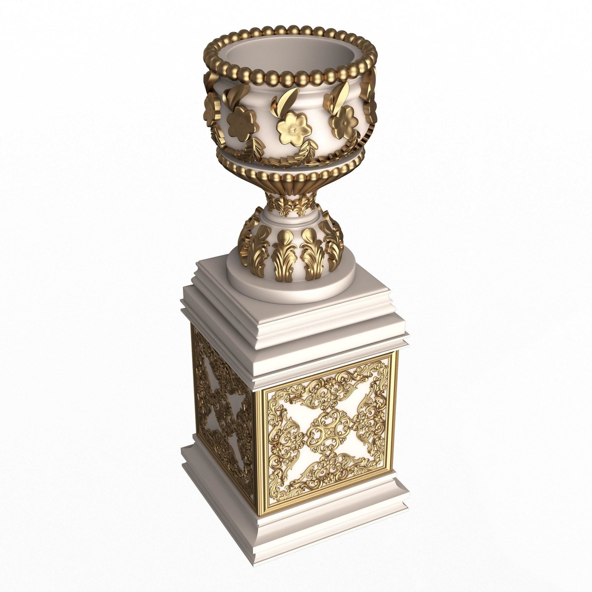 Flower Pots Collection White Low-poly 3D model_12