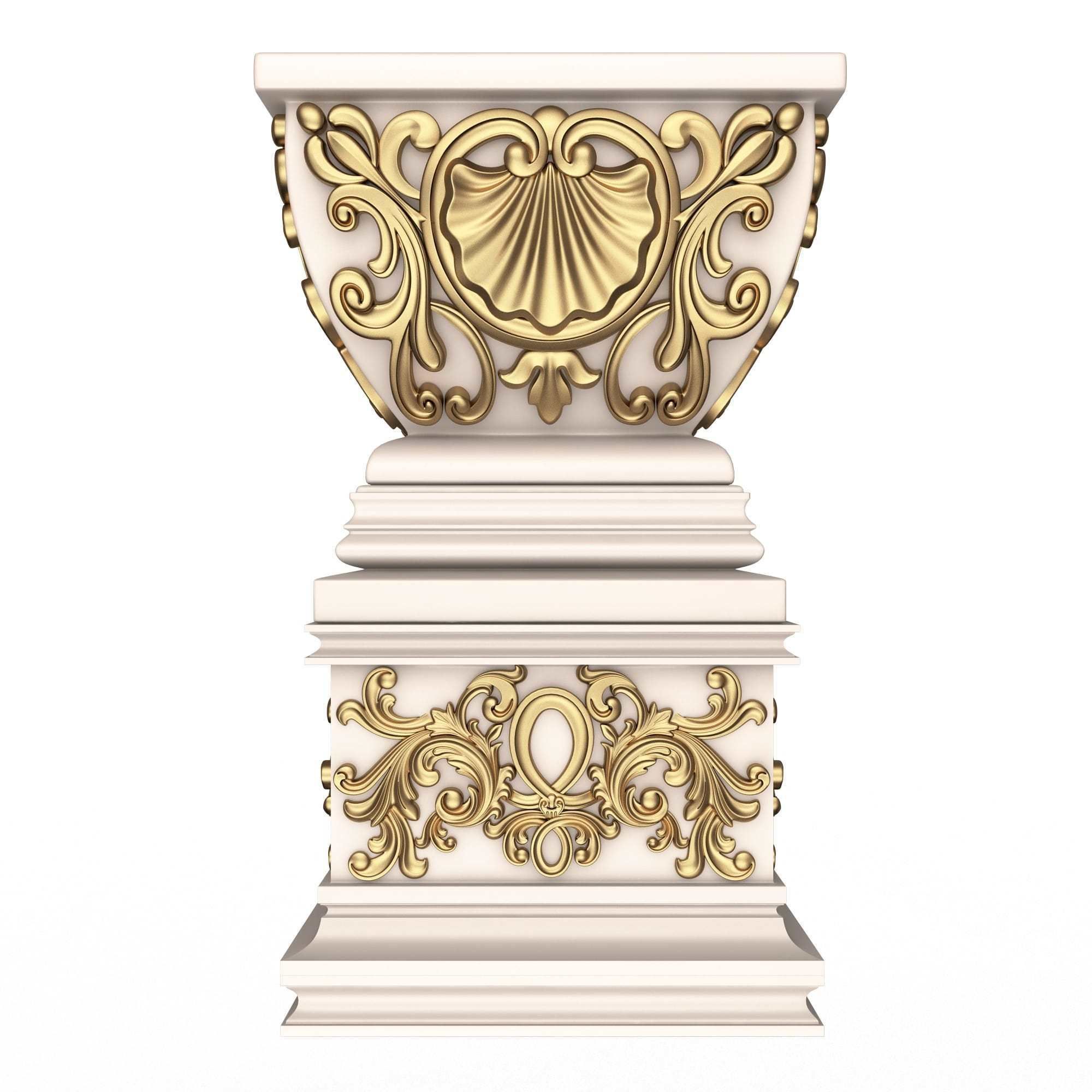 Flower Pots Collection White Low-poly 3D model_31