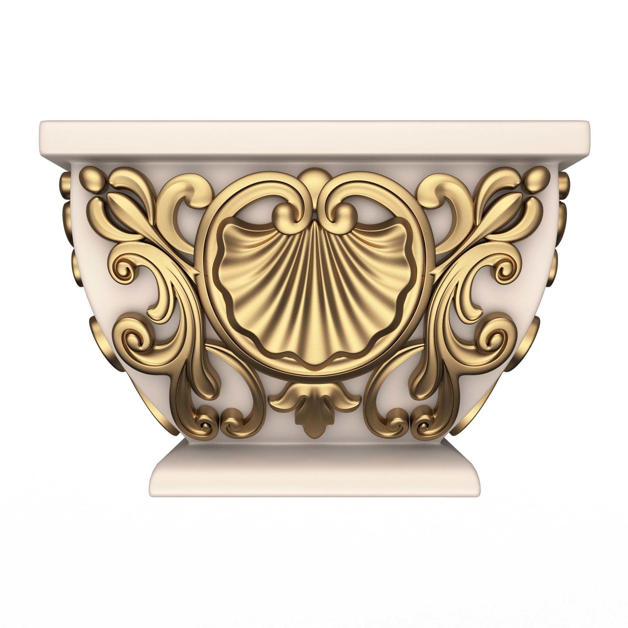 Flower Pots Collection White Low-poly 3D model_28