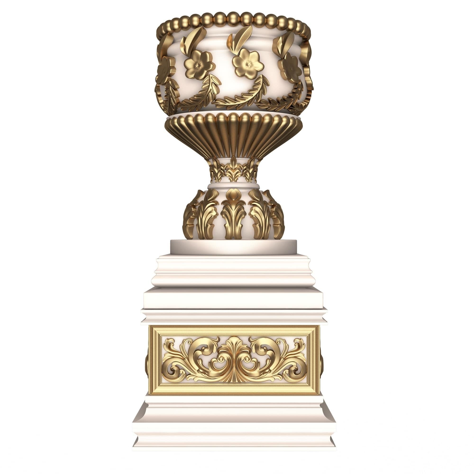 Flower Pots Collection White Low-poly 3D model_9