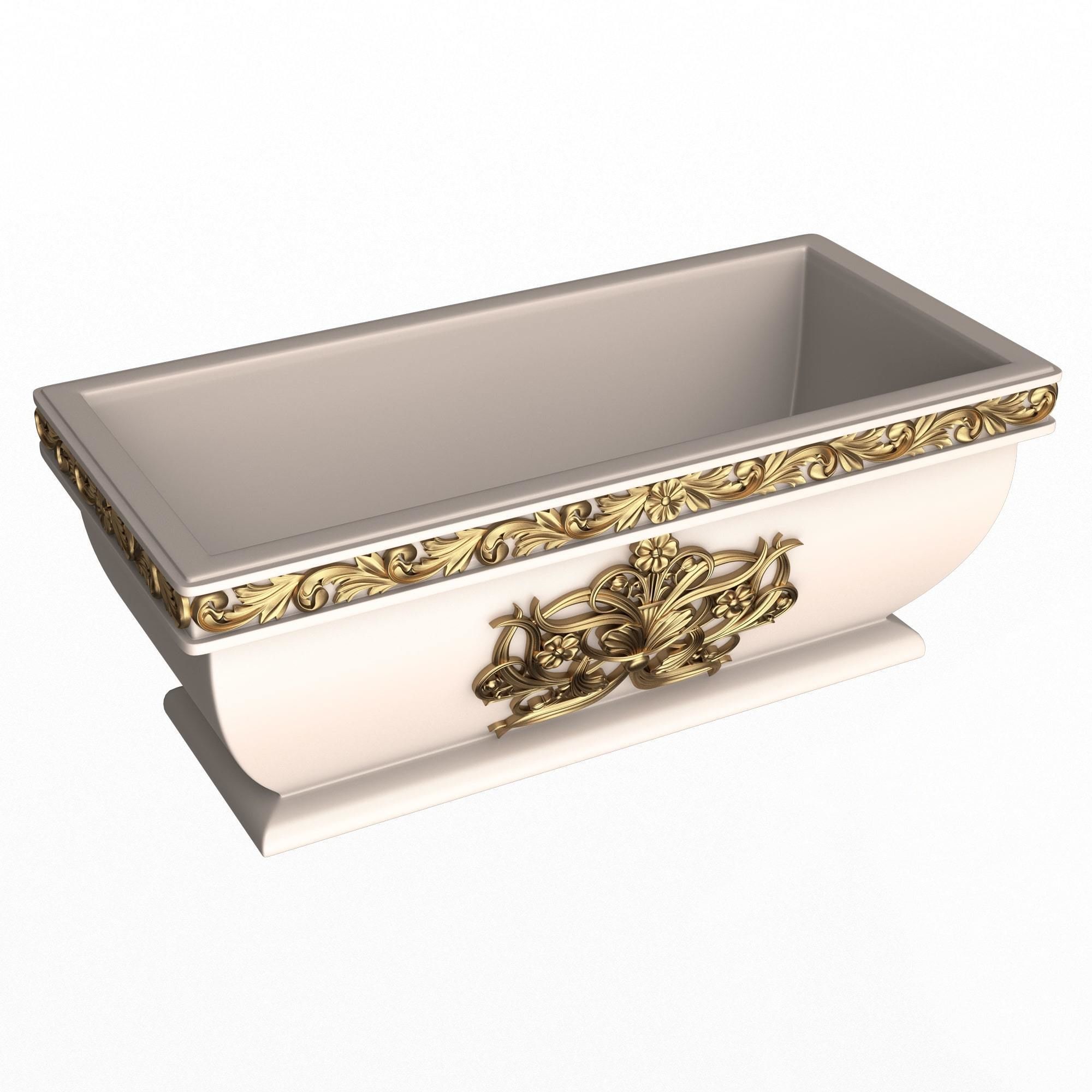 Flower Pots Collection White Low-poly 3D model_20