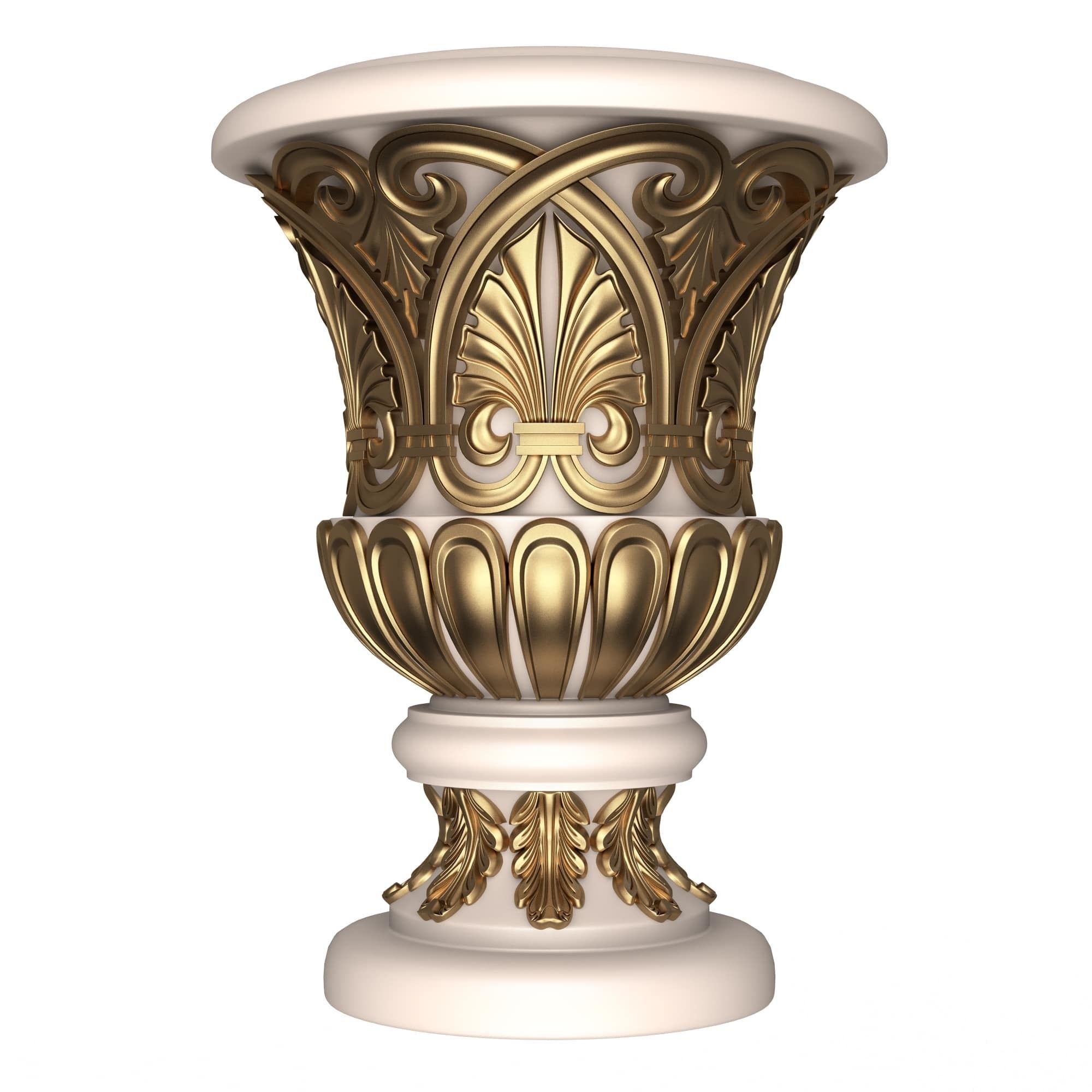 Flower Pots Collection White Low-poly 3D model_1