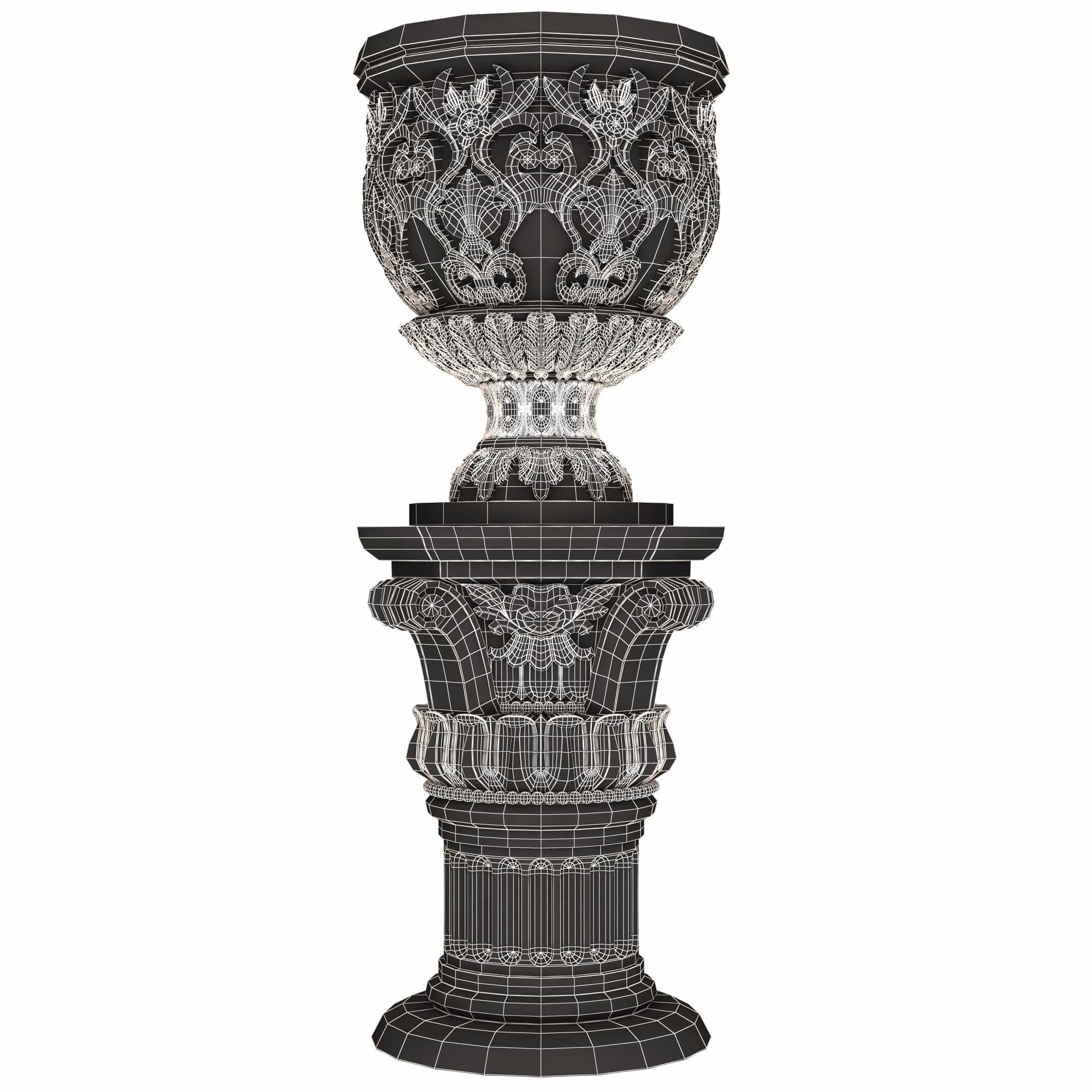 Flower Pots Collection White Low-poly 3D model_54