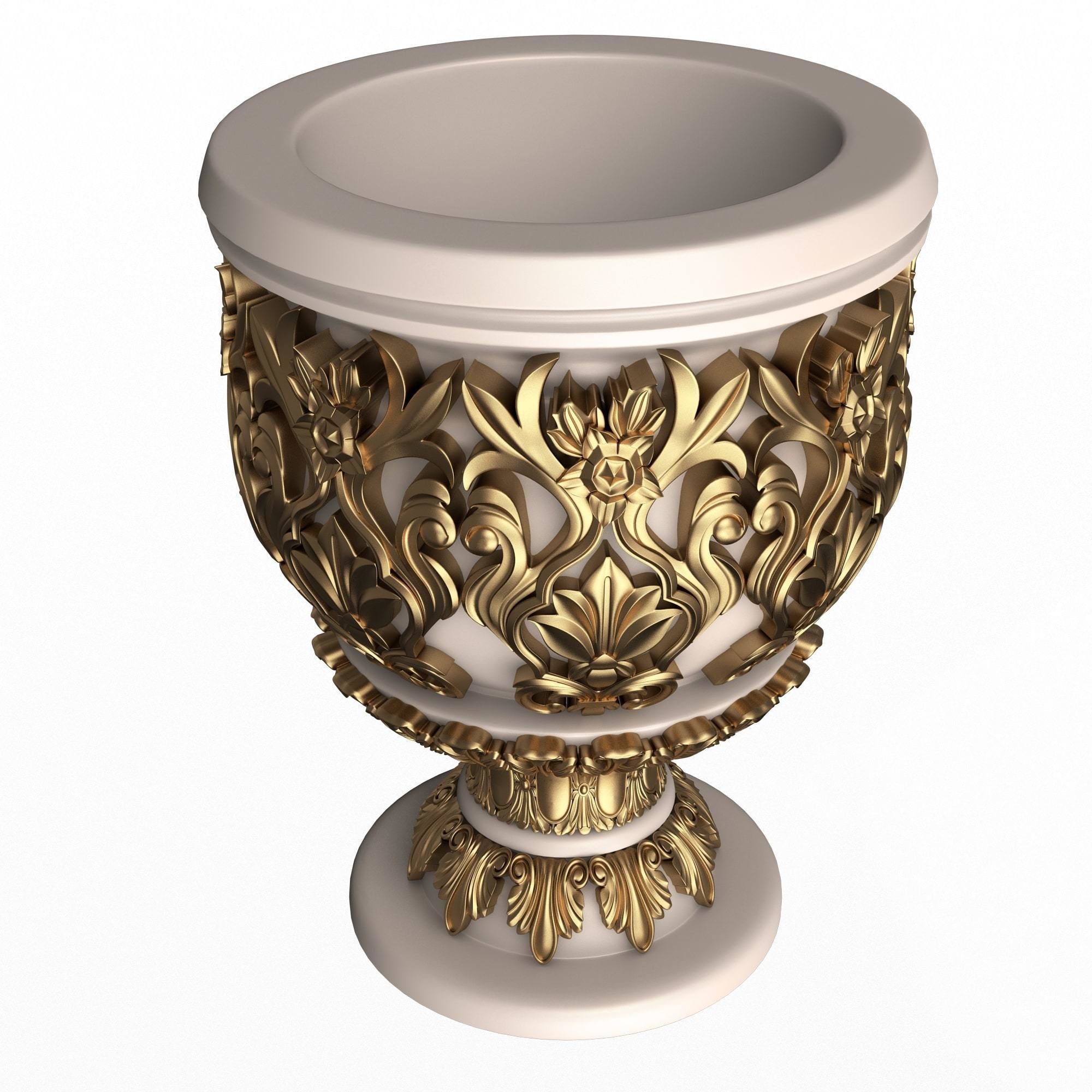 Flower Pots Collection White Low-poly 3D model_14