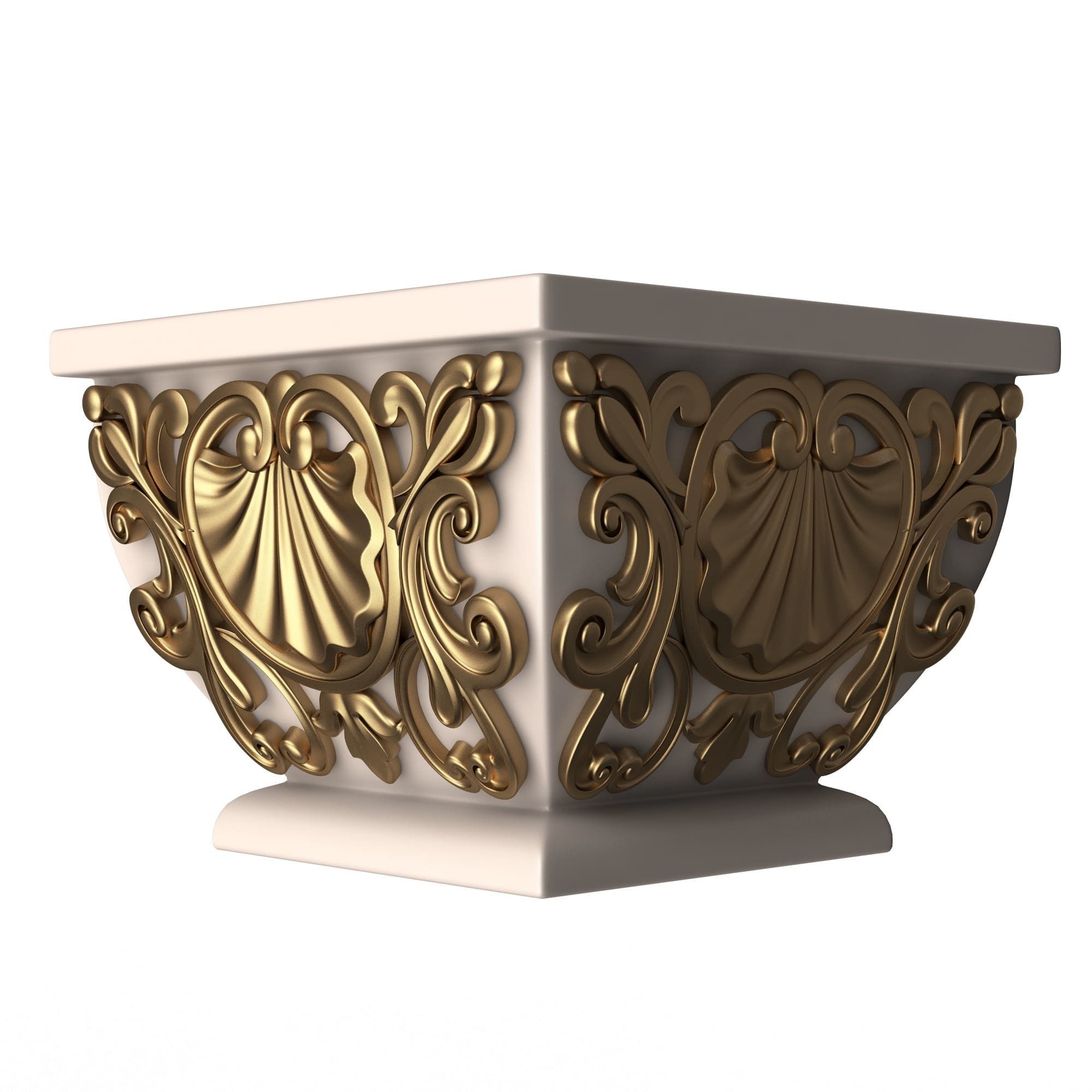 Flower Pots Collection White Low-poly 3D model_30