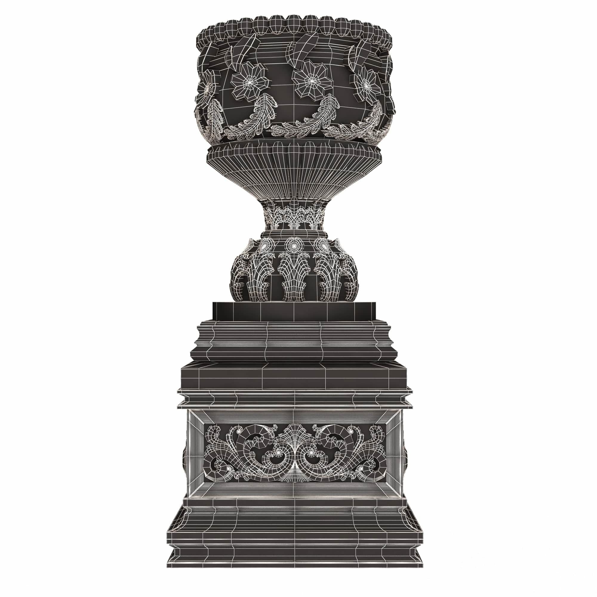 Flower Pots Collection White Low-poly 3D model_55