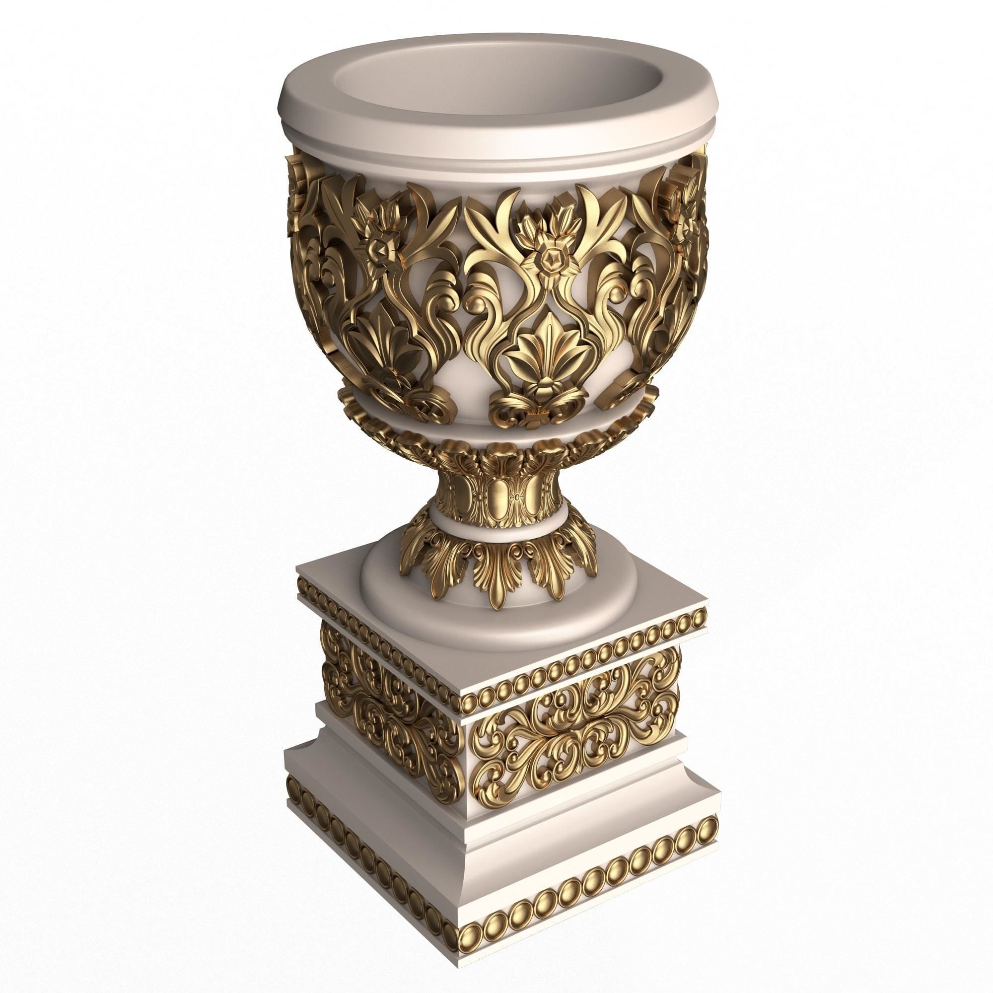 Flower Pots Collection White Low-poly 3D model_16