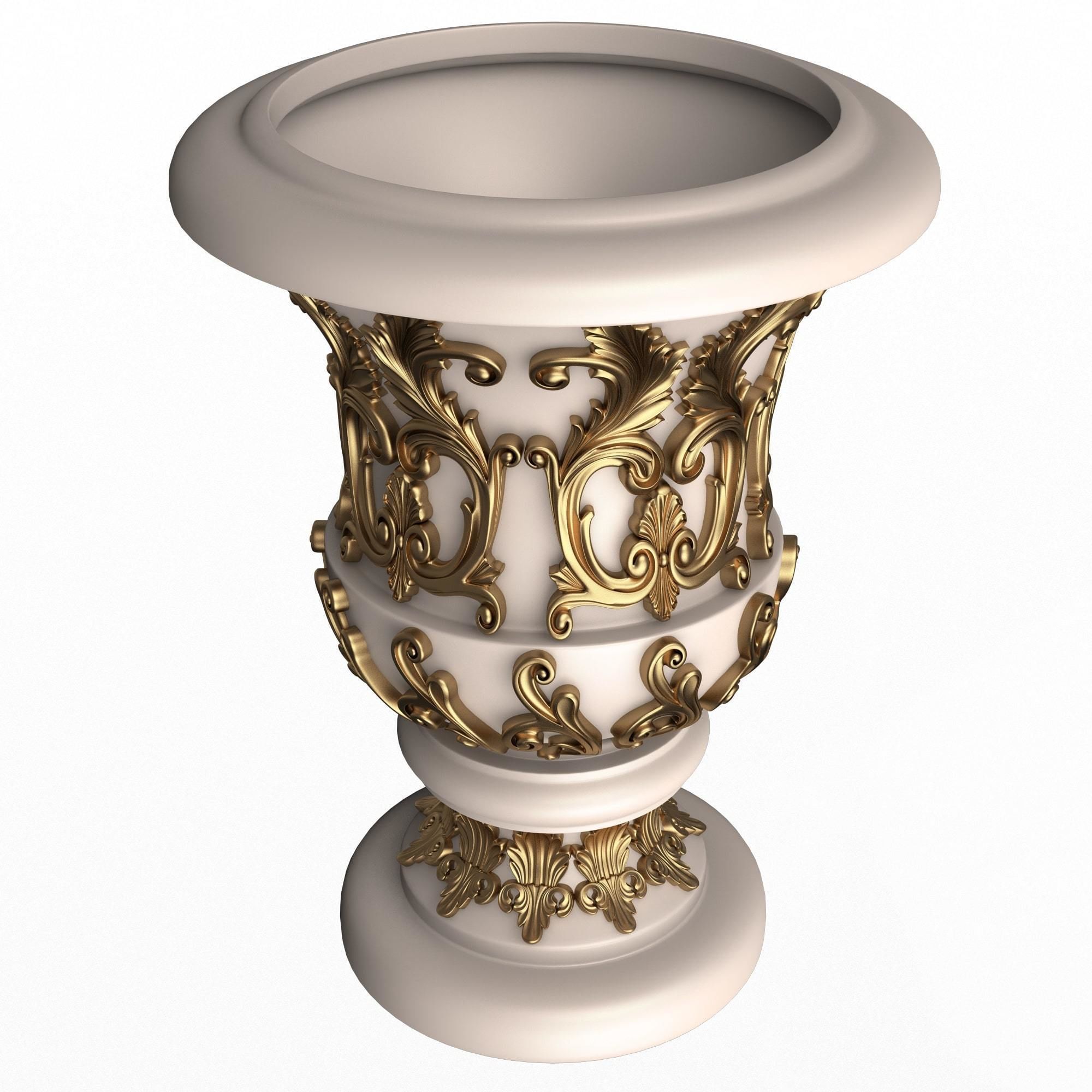 Flower Pots Collection White Low-poly 3D model_34