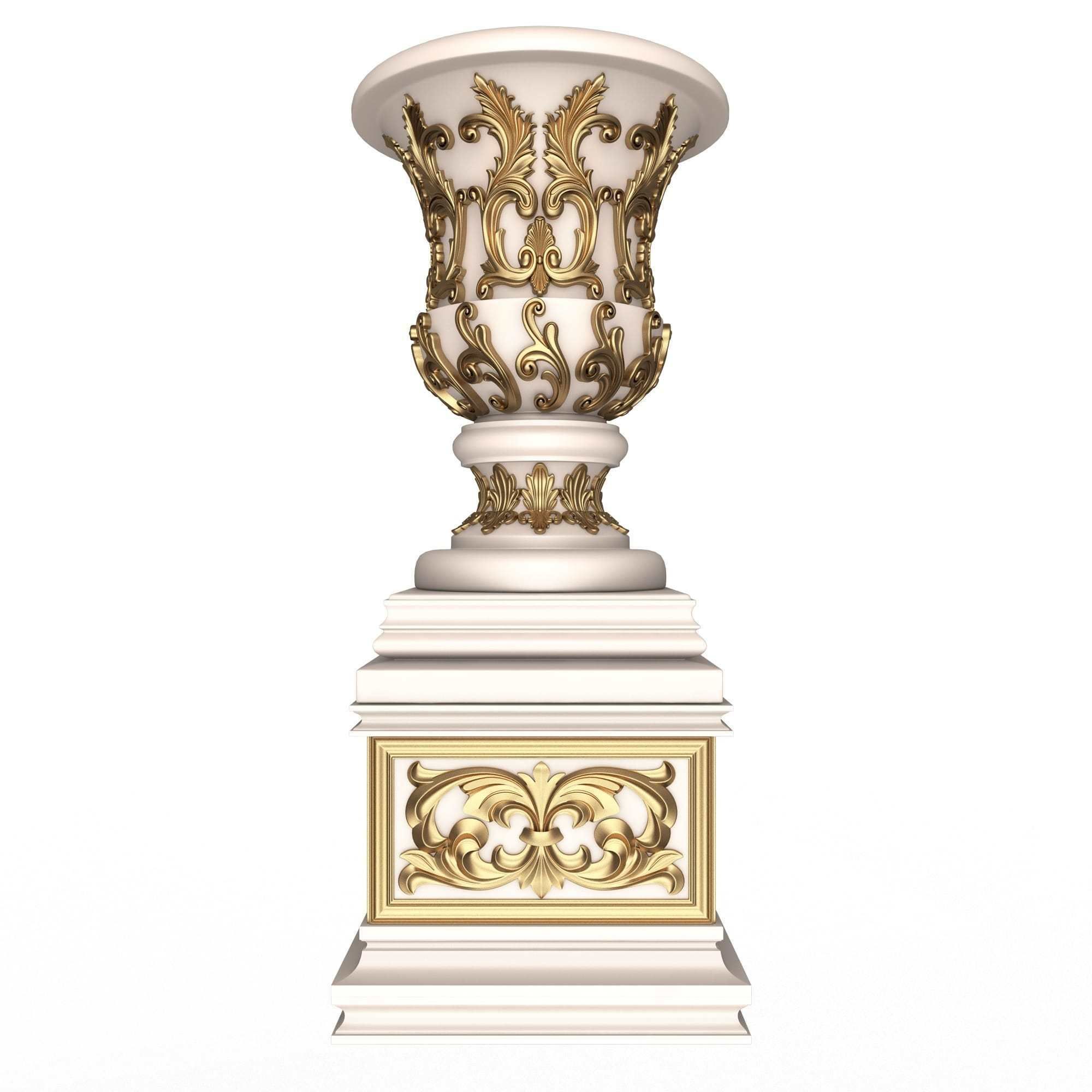 Flower Pots Collection White Low-poly 3D model_35