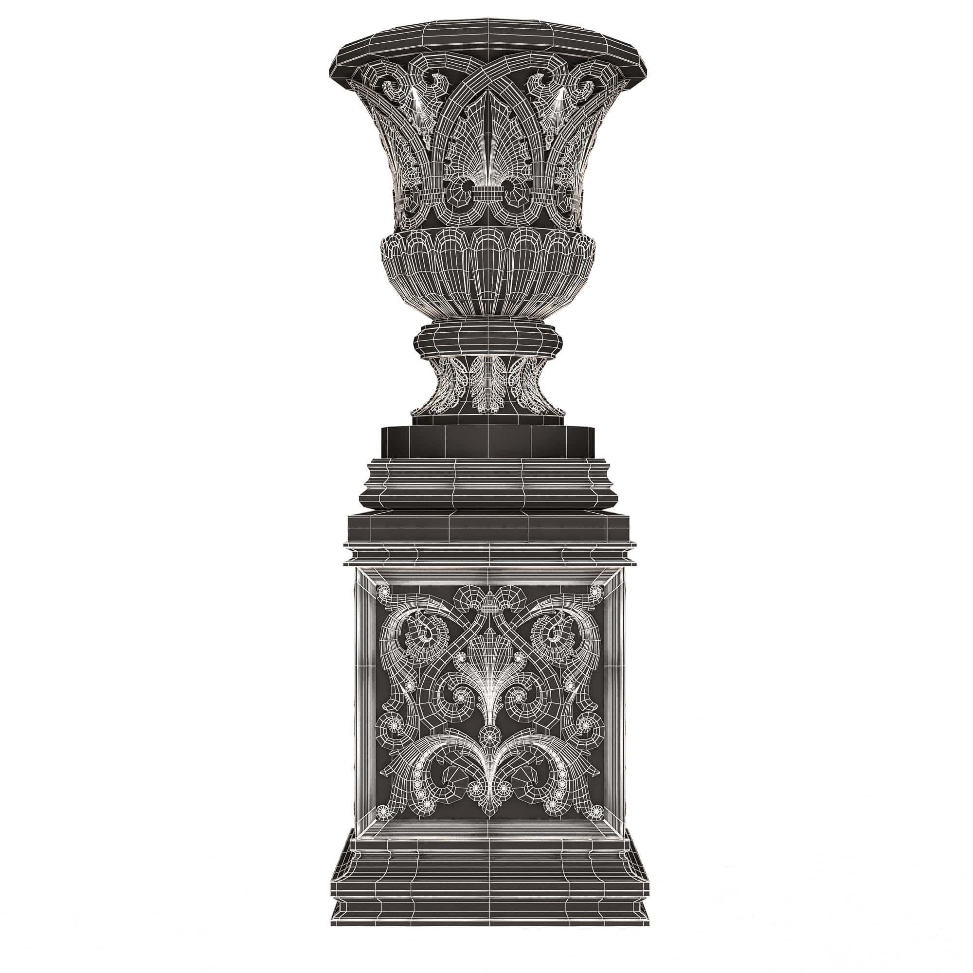 Flower Pots Collection White Low-poly 3D model_49