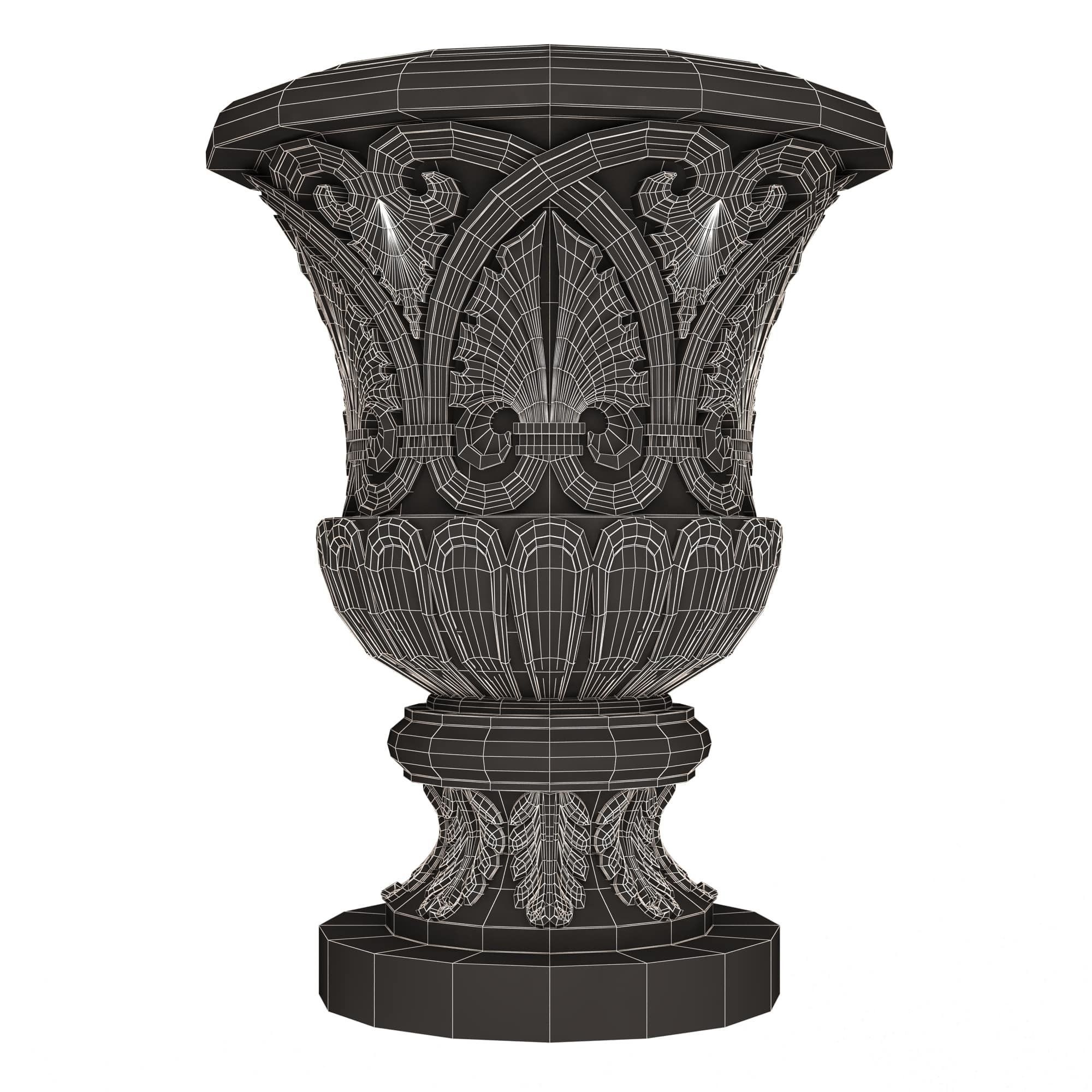 Flower Pots Collection White Low-poly 3D model_47