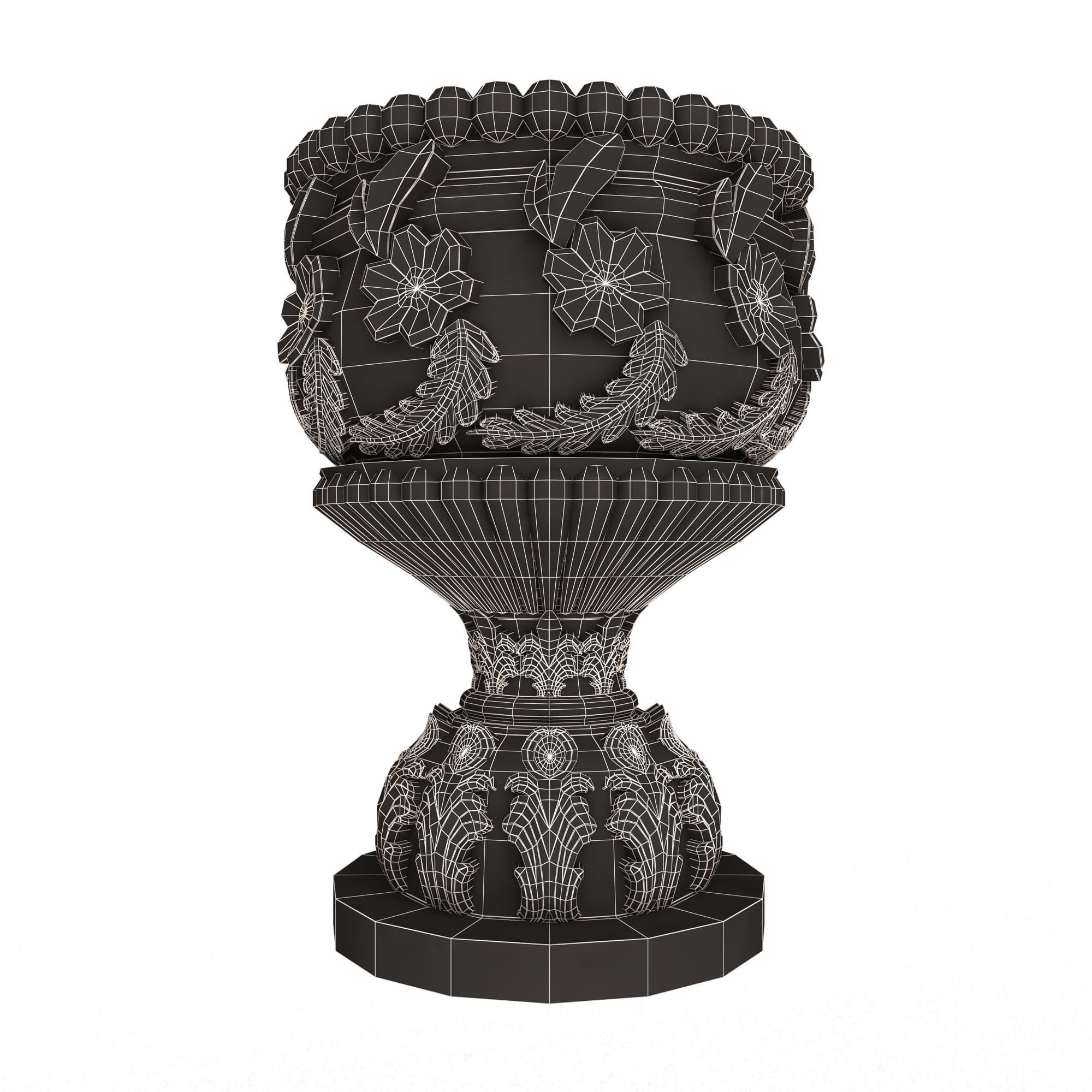 Flower Pots Collection White Low-poly 3D model_50