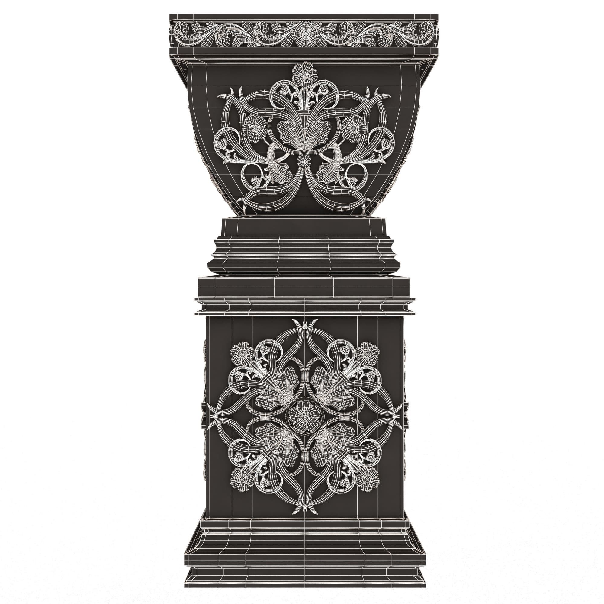 Flower Pots Collection White Low-poly 3D model_40