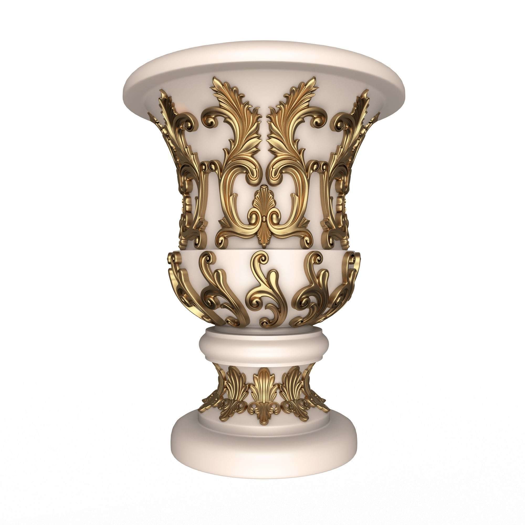 Flower Pots Collection White Low-poly 3D model_33