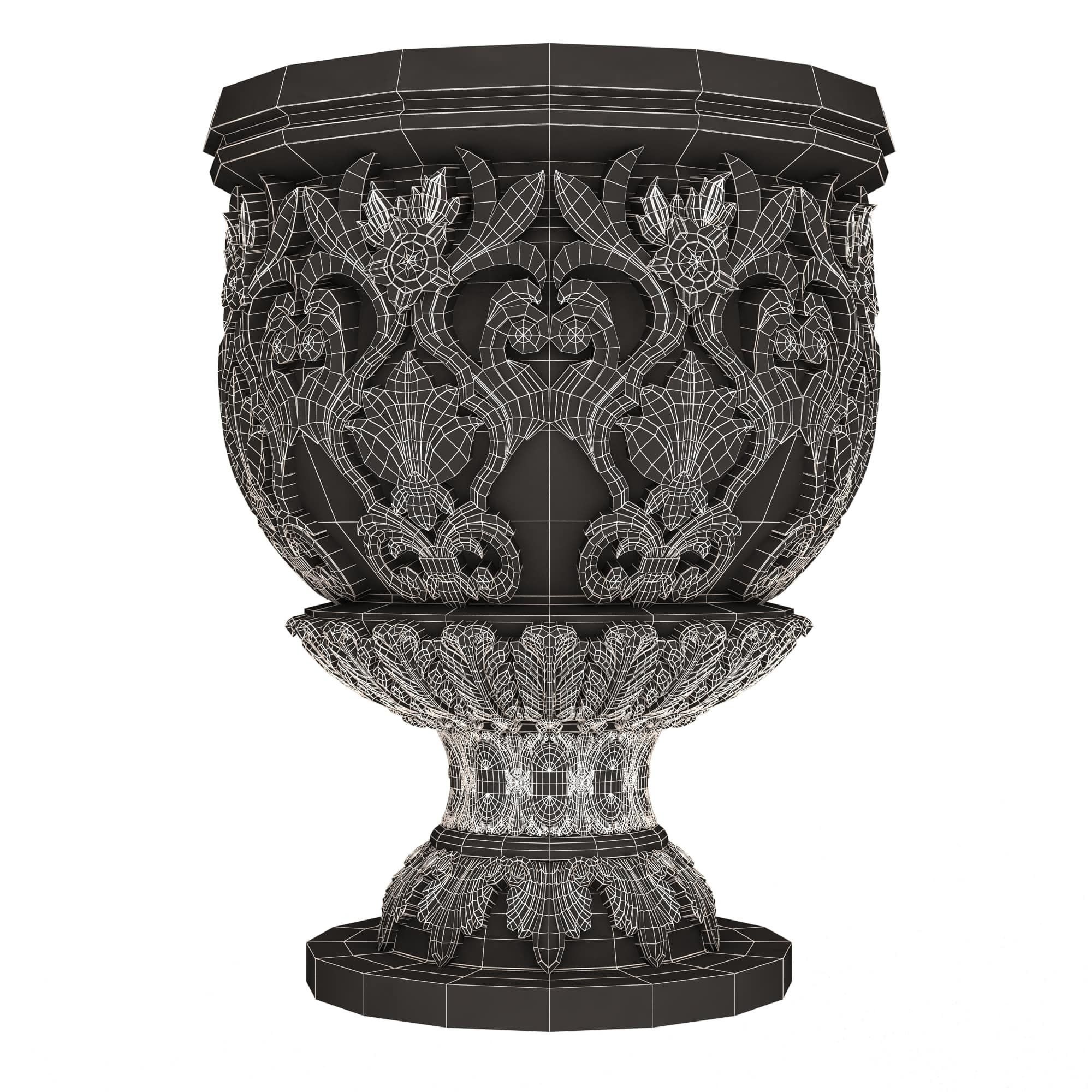 Flower Pots Collection White Low-poly 3D model_52