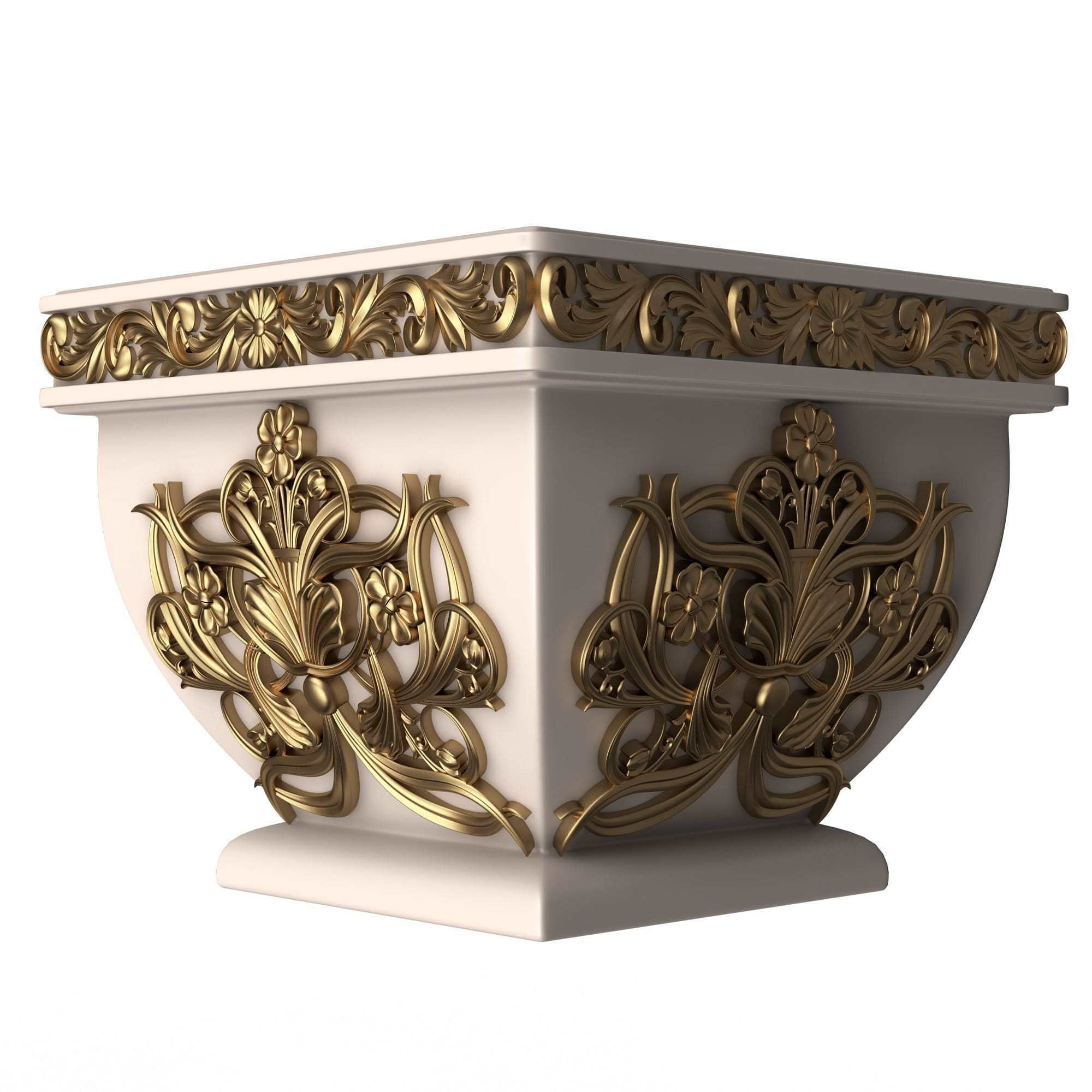 Flower Pots Collection White Low-poly 3D model_23