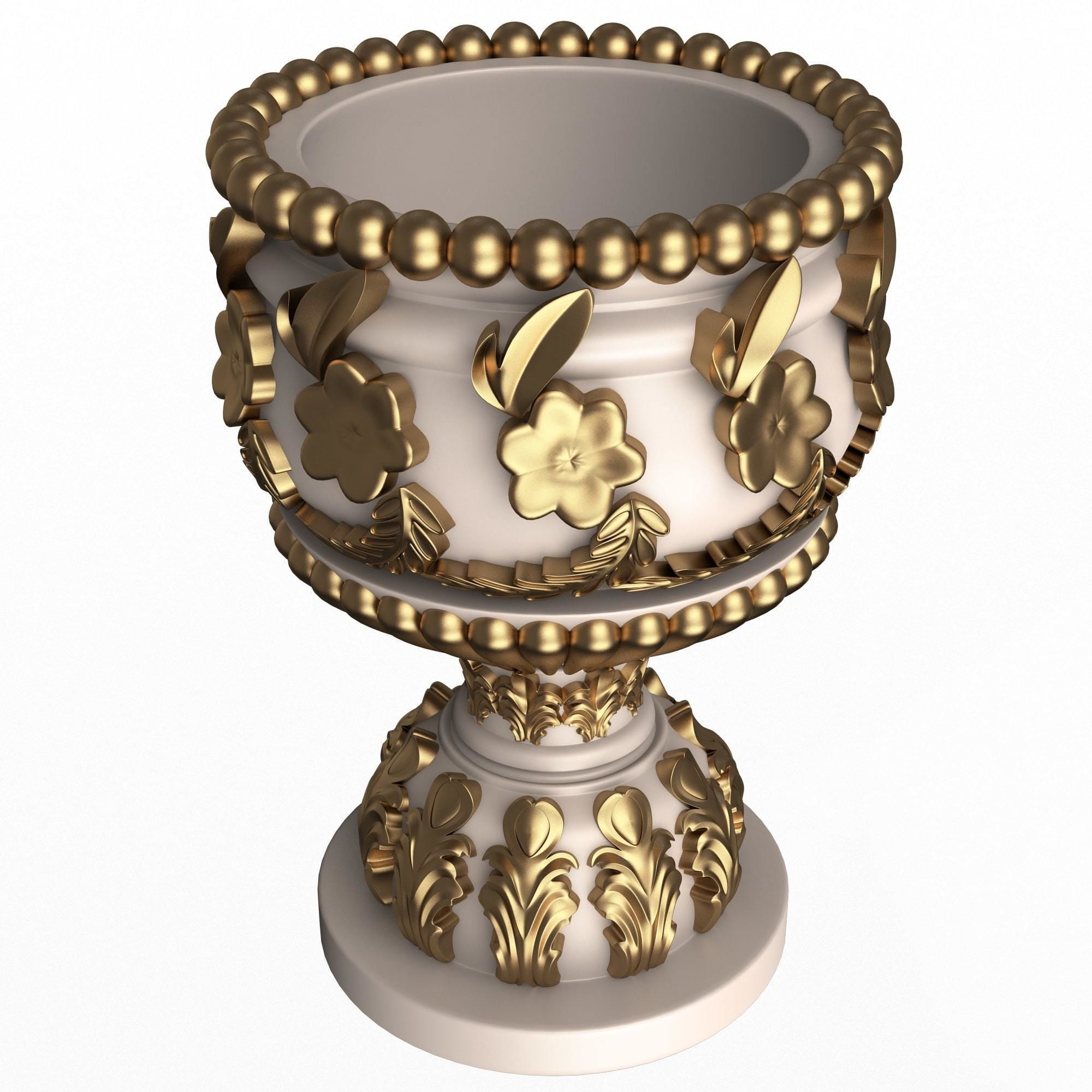 Flower Pots Collection White Low-poly 3D model_8