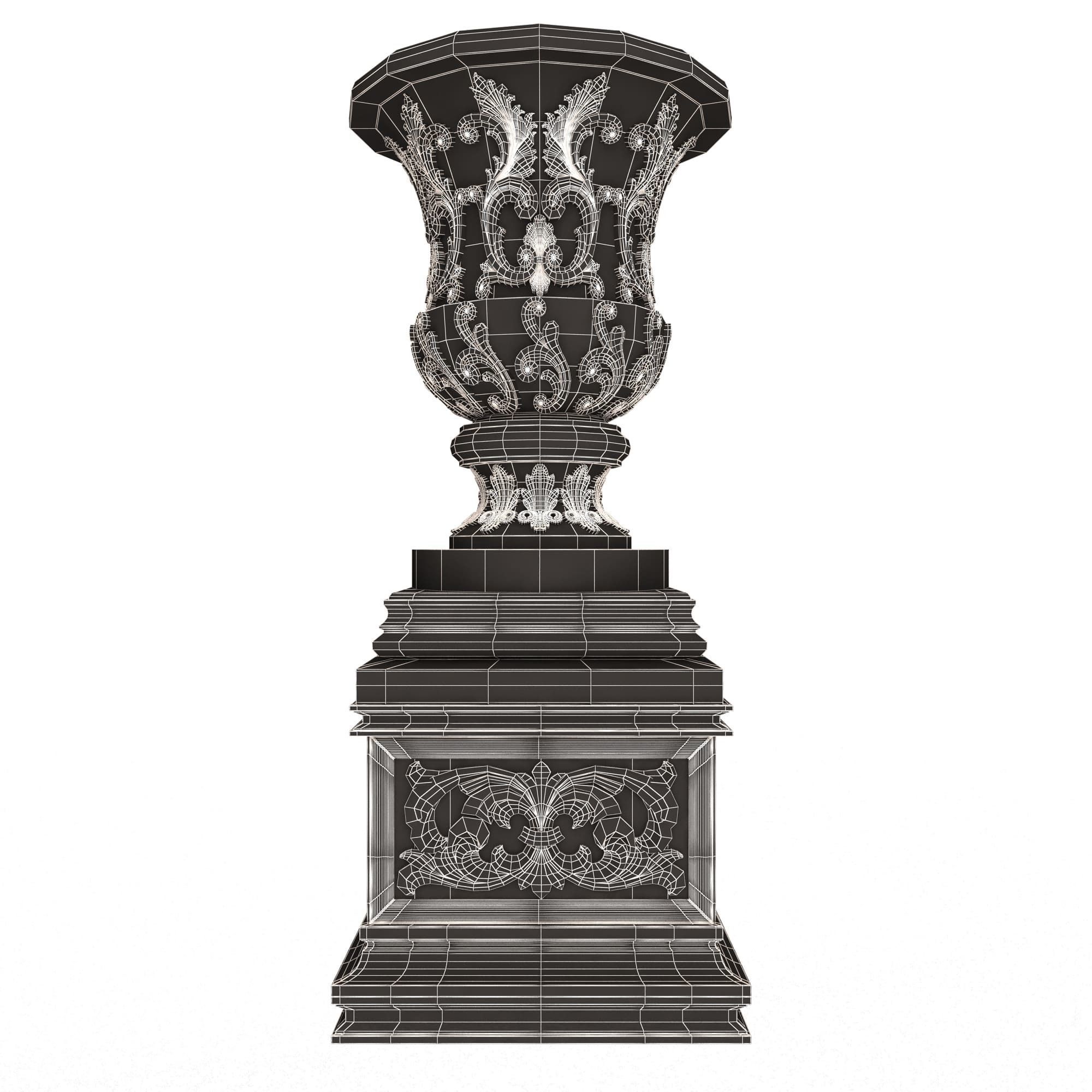 Flower Pots Collection White Low-poly 3D model_56