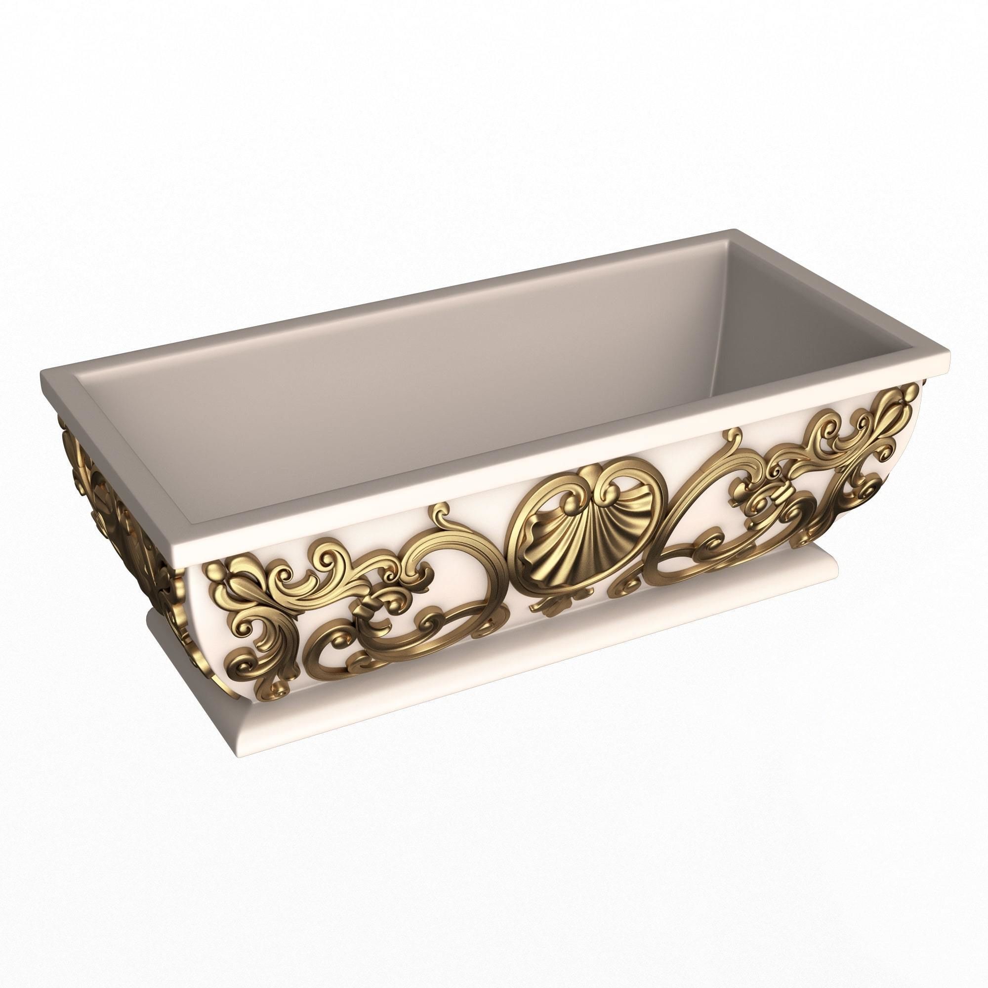 Flower Pots Collection White Low-poly 3D model_27