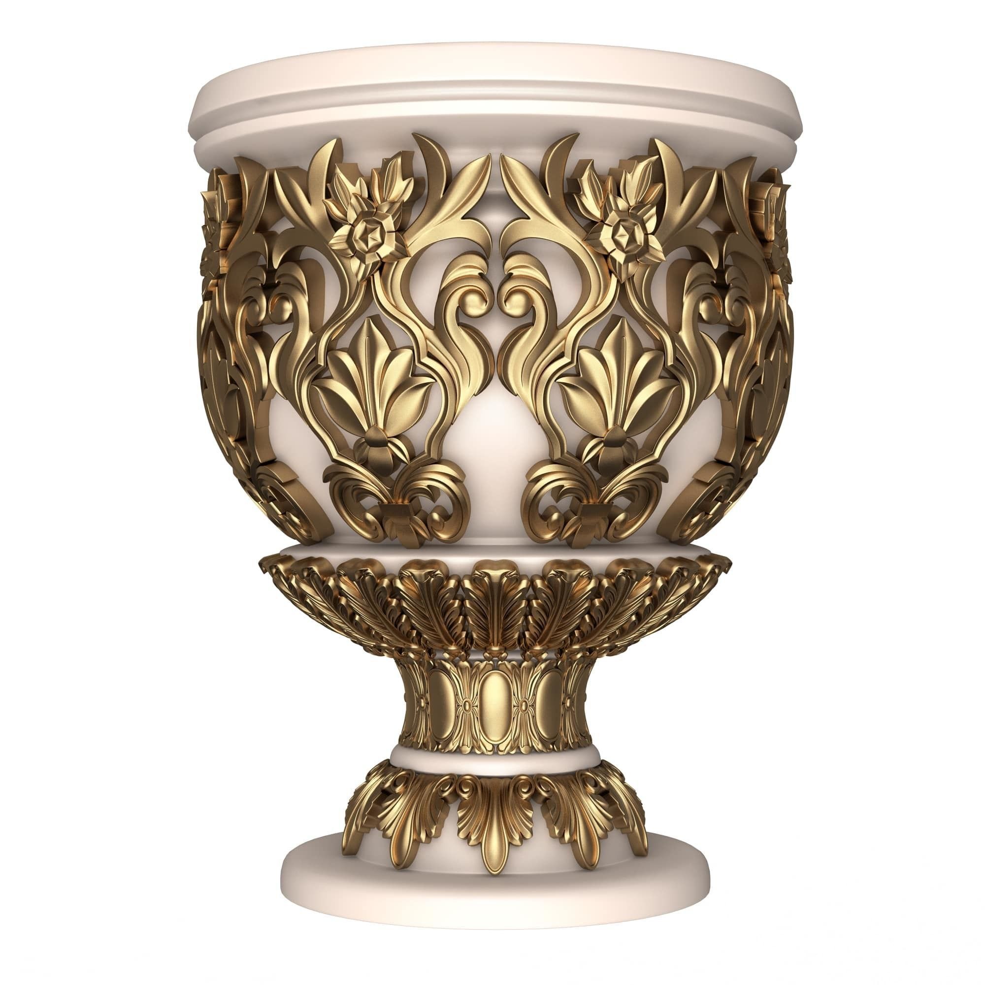 Flower Pots Collection White Low-poly 3D model_13