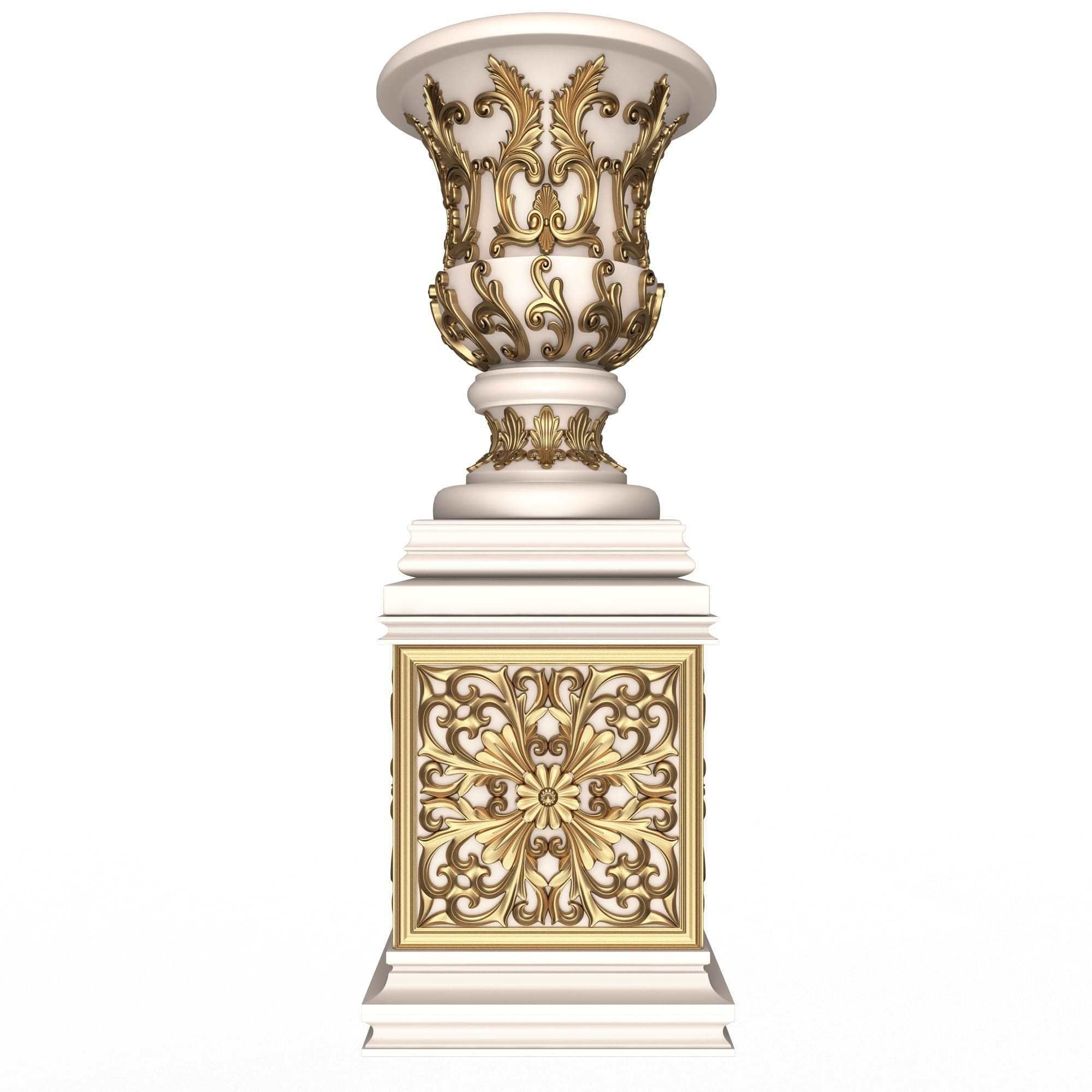 Flower Pots Collection White Low-poly 3D model_37