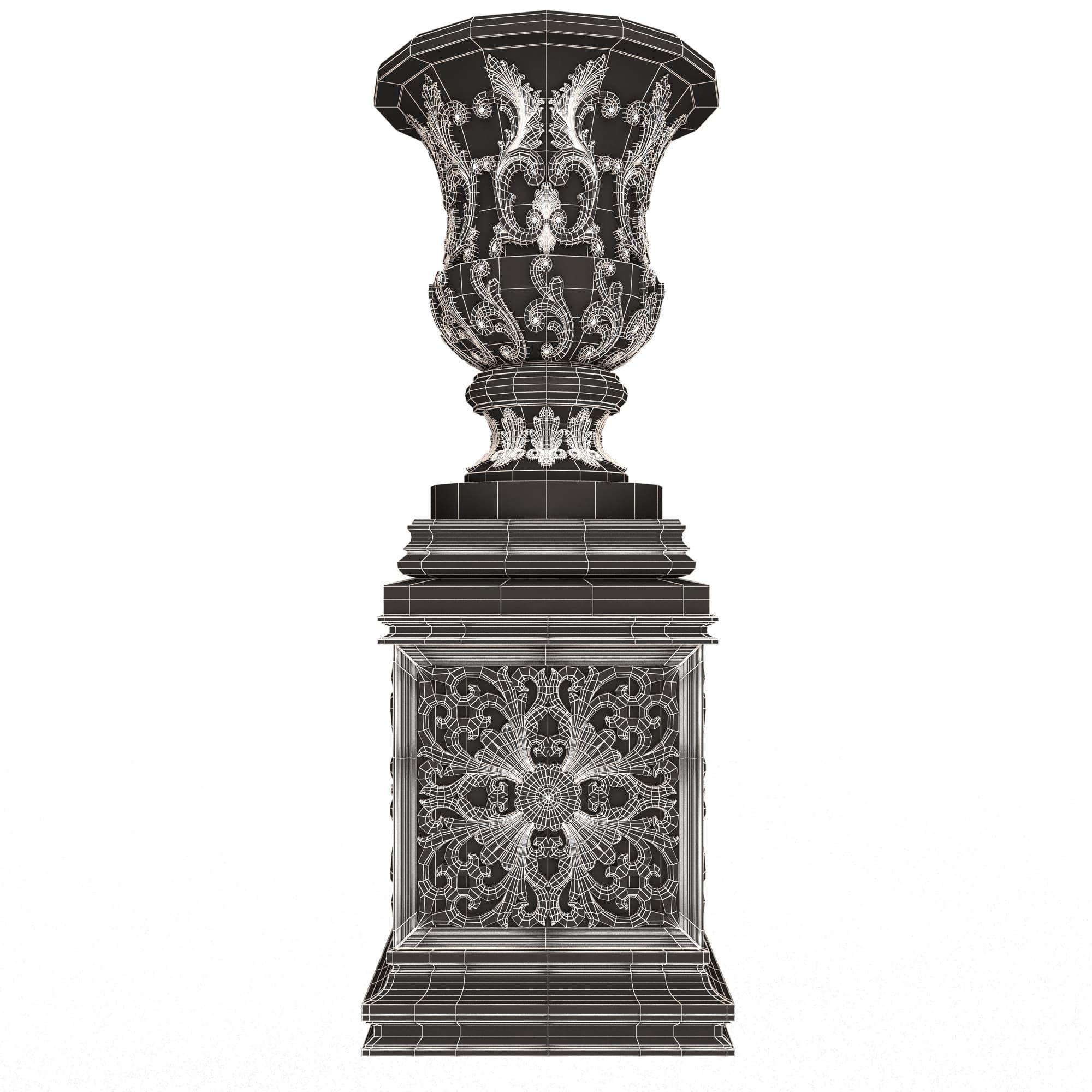 Flower Pots Collection White Low-poly 3D model_46