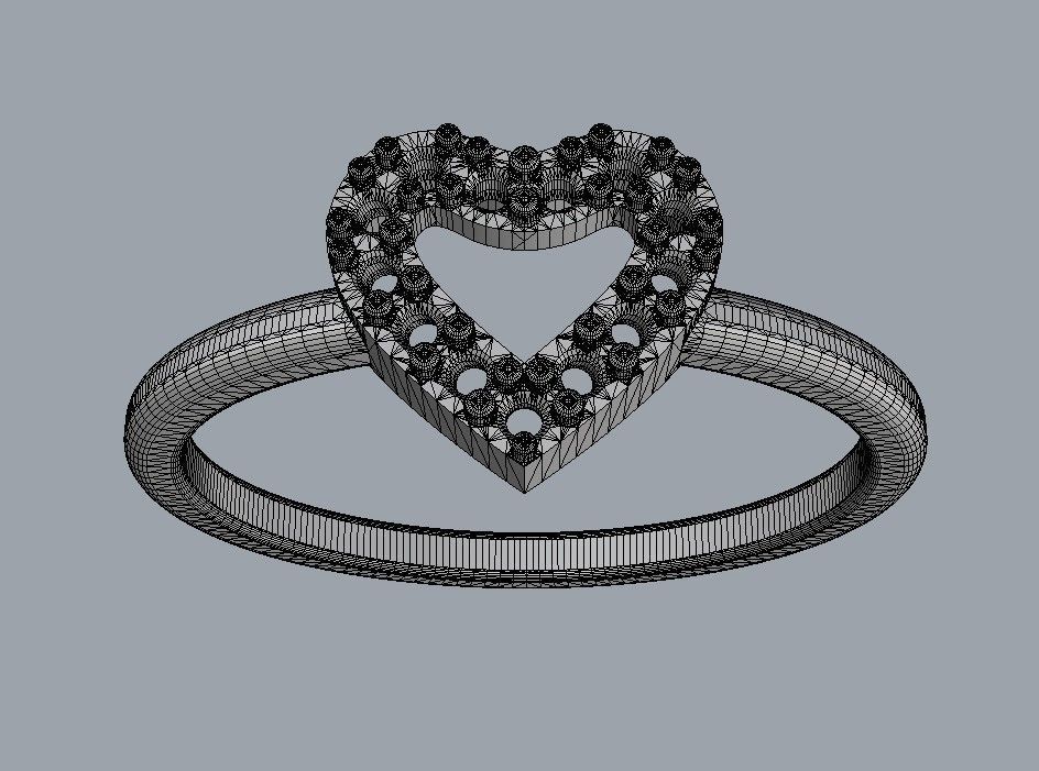 Heart Diamond RIng 3D print model_12