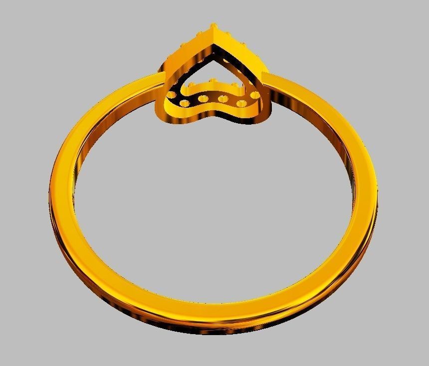 Heart Diamond RIng 3D print model_9