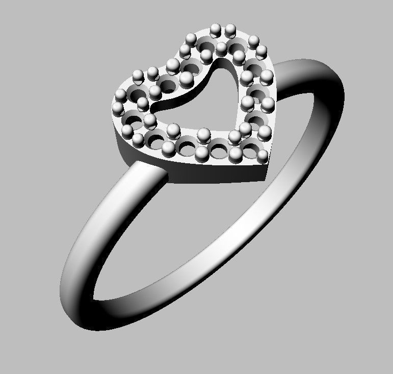 Heart Diamond RIng 3D print model_17
