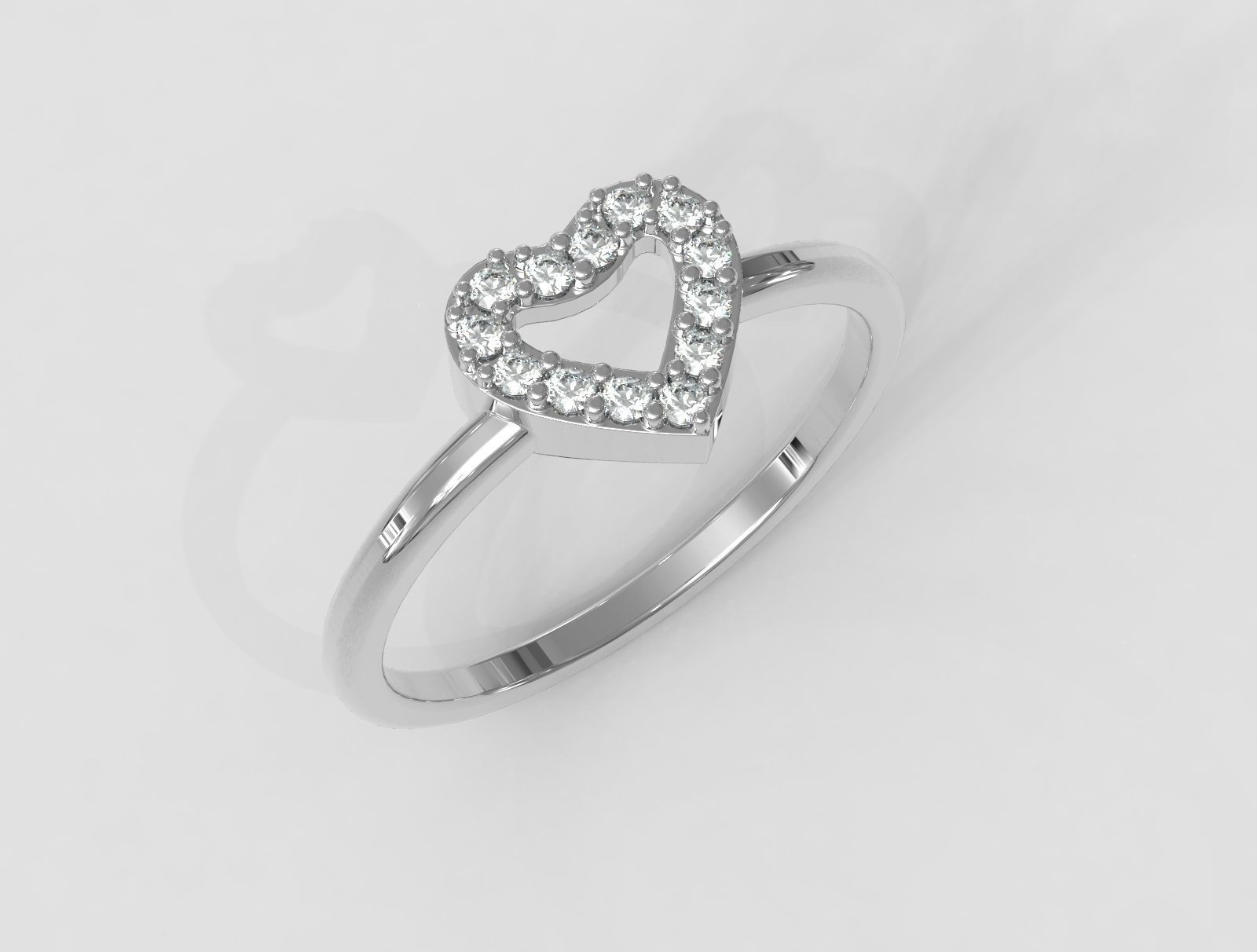 Heart Diamond RIng 3D print model_1