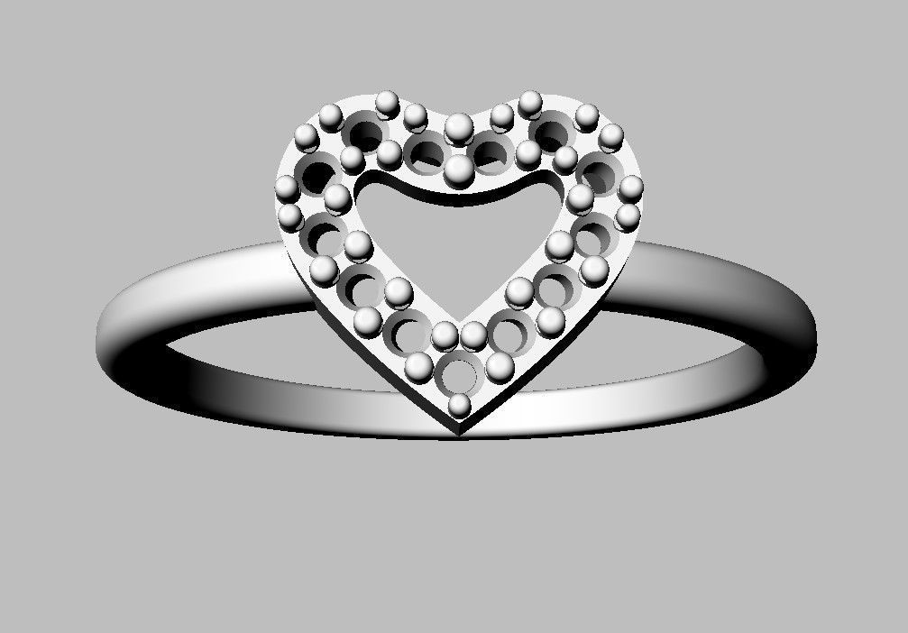 Heart Diamond RIng 3D print model_18